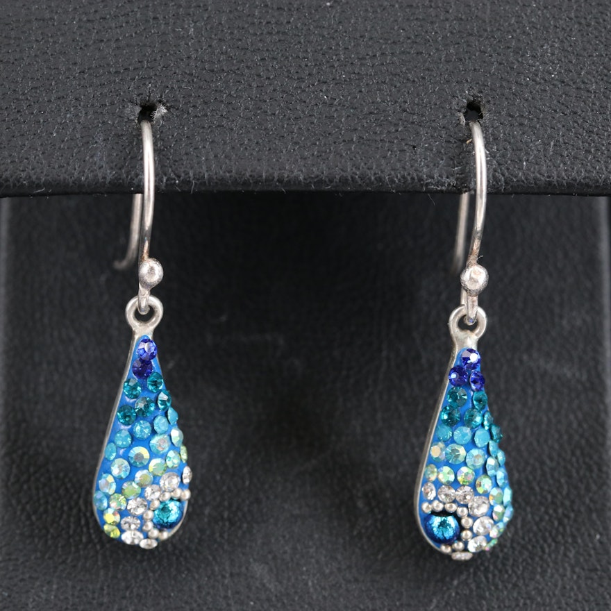 Sterling Silver Rhinestone Drop Earrings