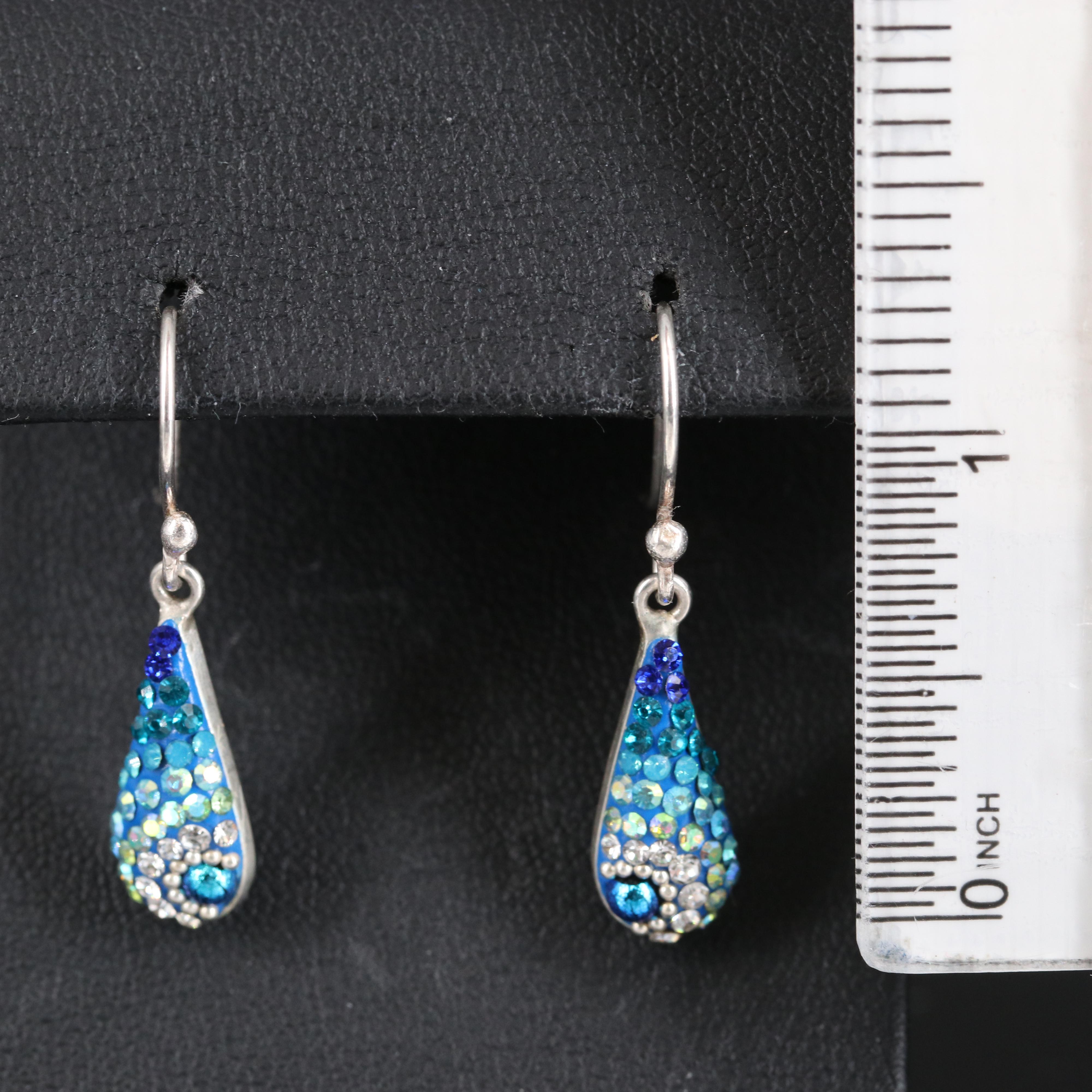 Sterling Silver Rhinestone Drop Earrings