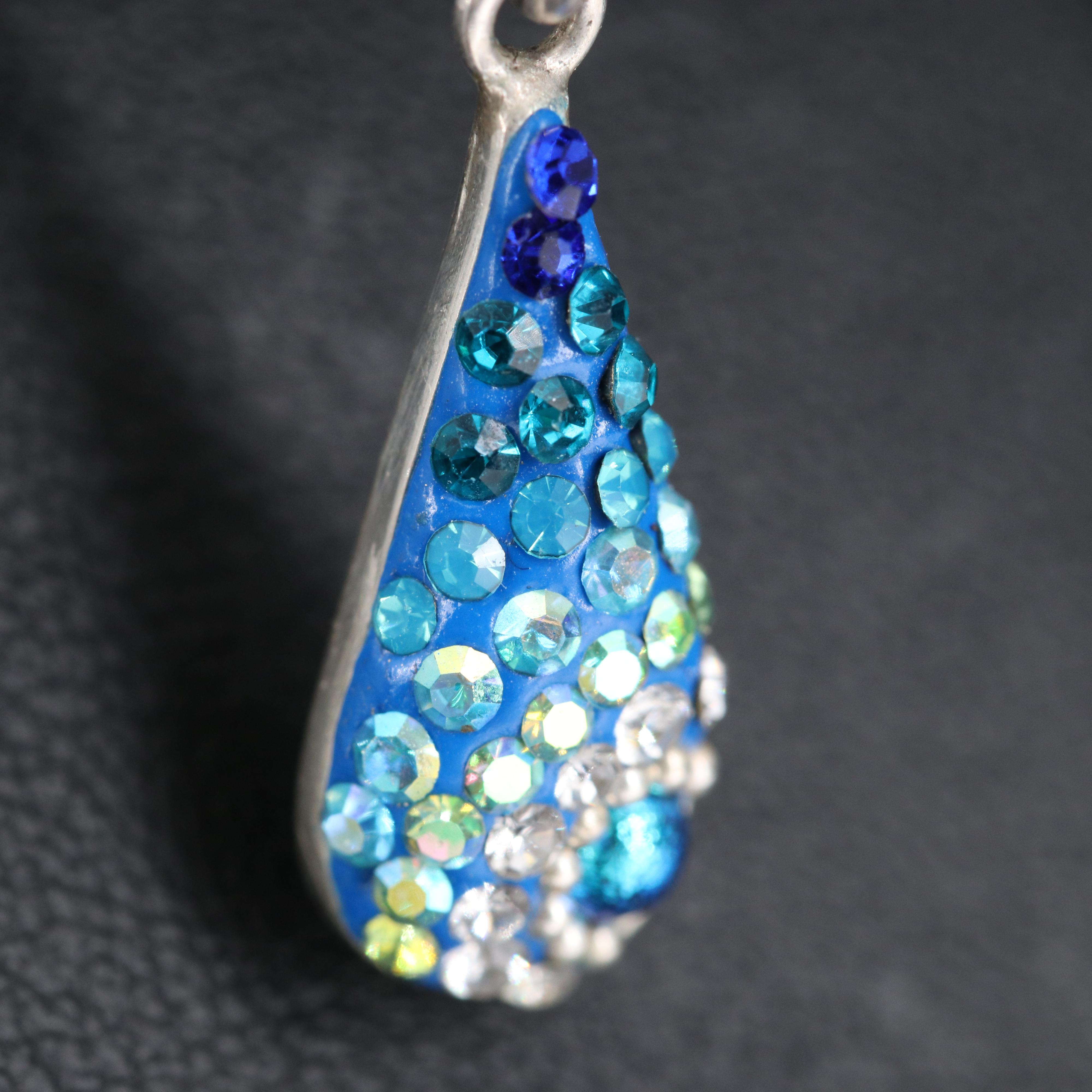 Sterling Silver Rhinestone Drop Earrings