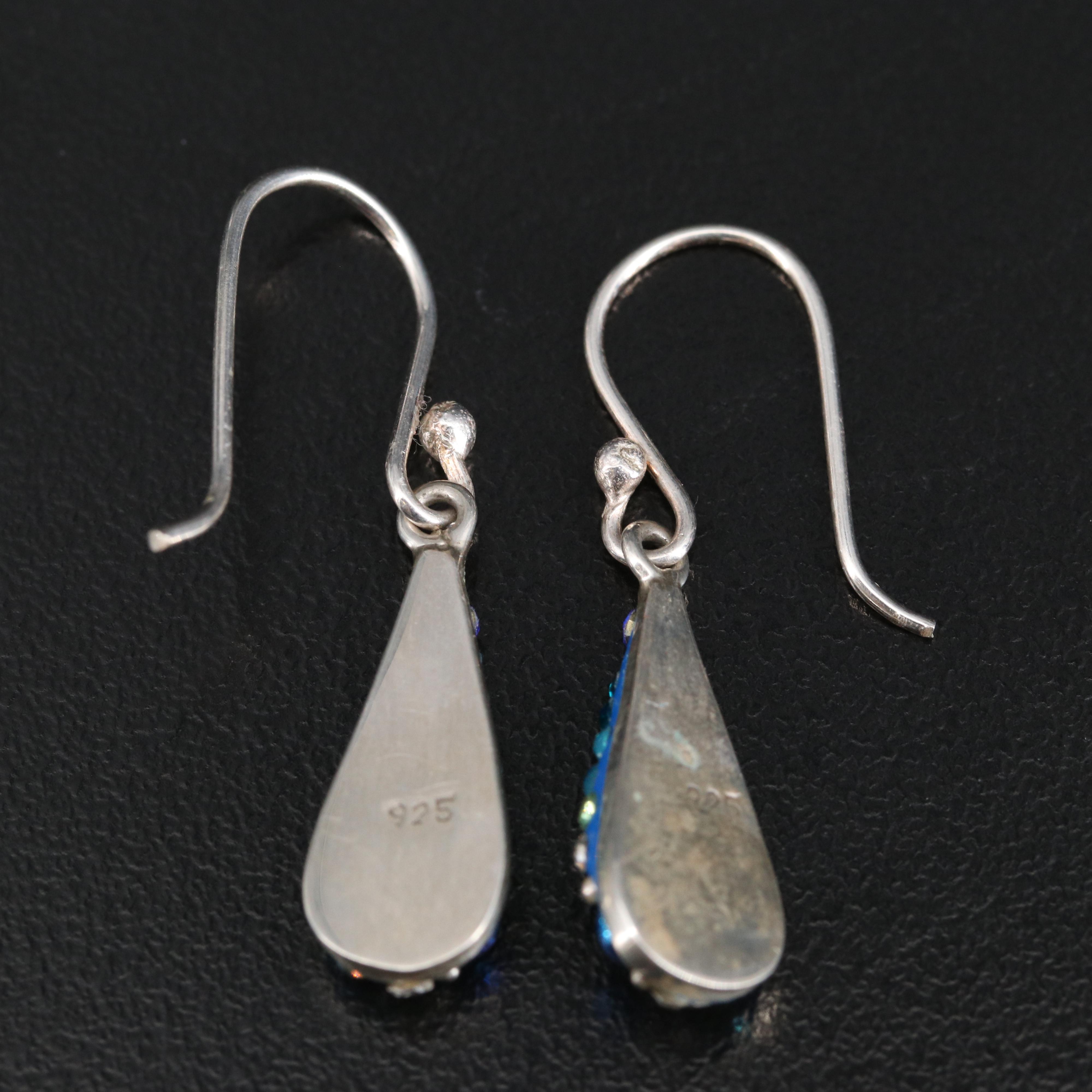 Sterling Silver Rhinestone Drop Earrings
