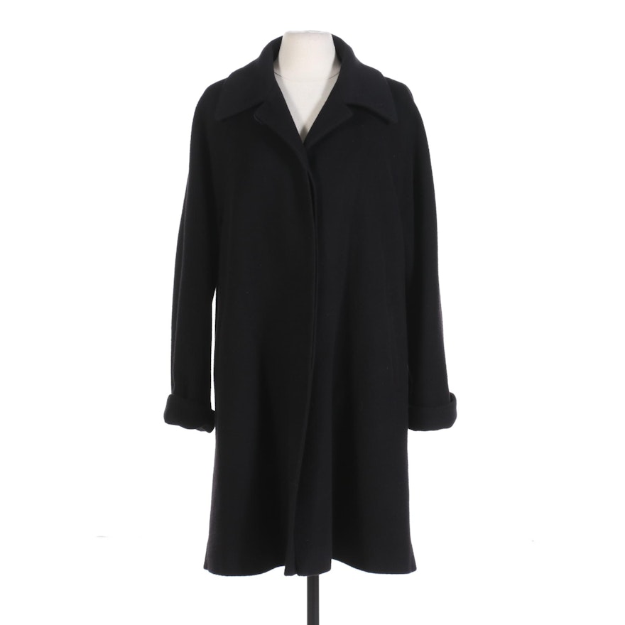 Jacobson's Black Cashmere Coat with Notched Collar, Vintage