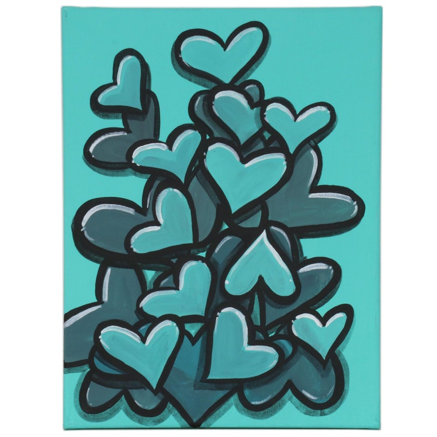 Bee1ne Acrylic Painting "Spread More Love (Turquoise)," 2020