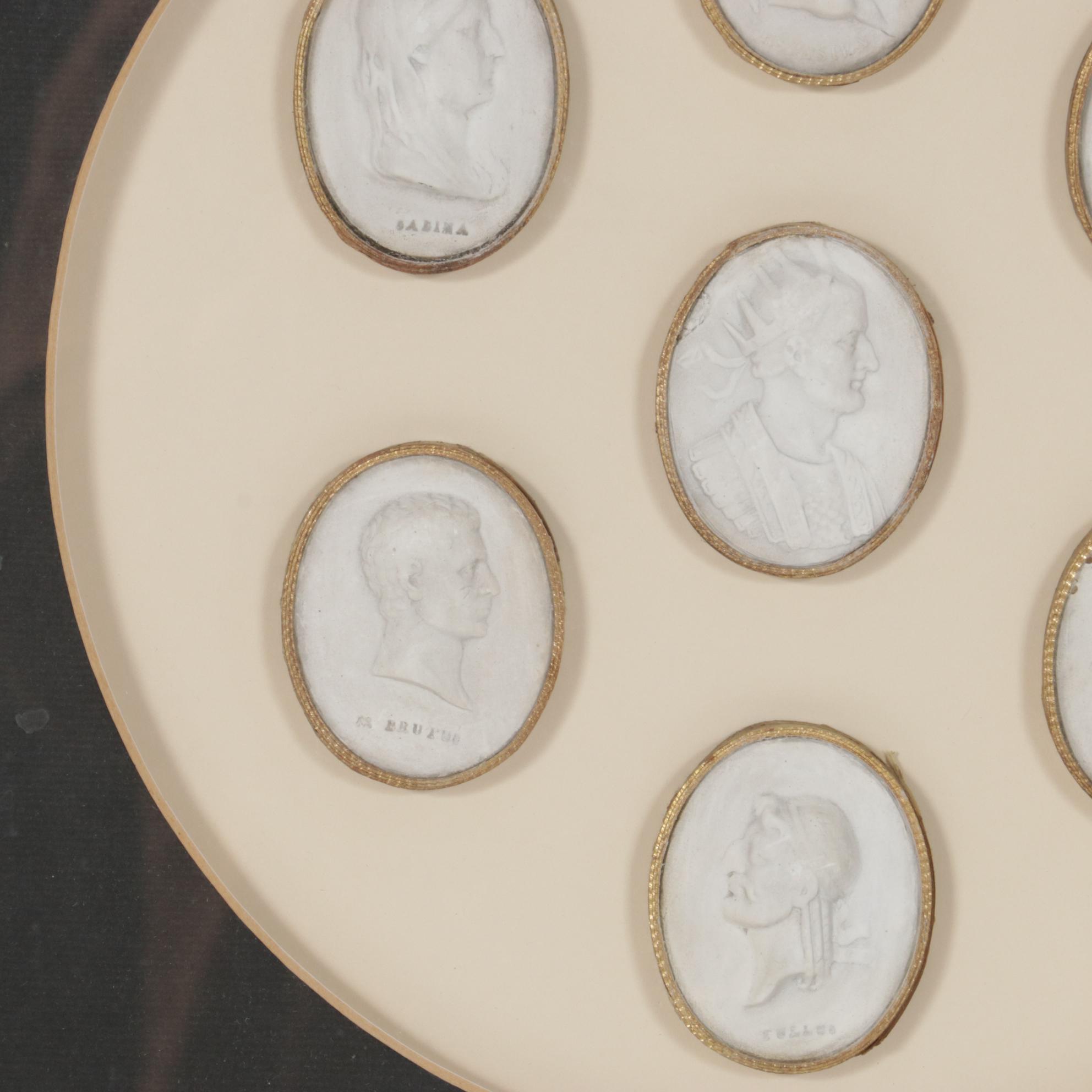 Plaster Intaglio Portrait Medallions, Mid 19th Century