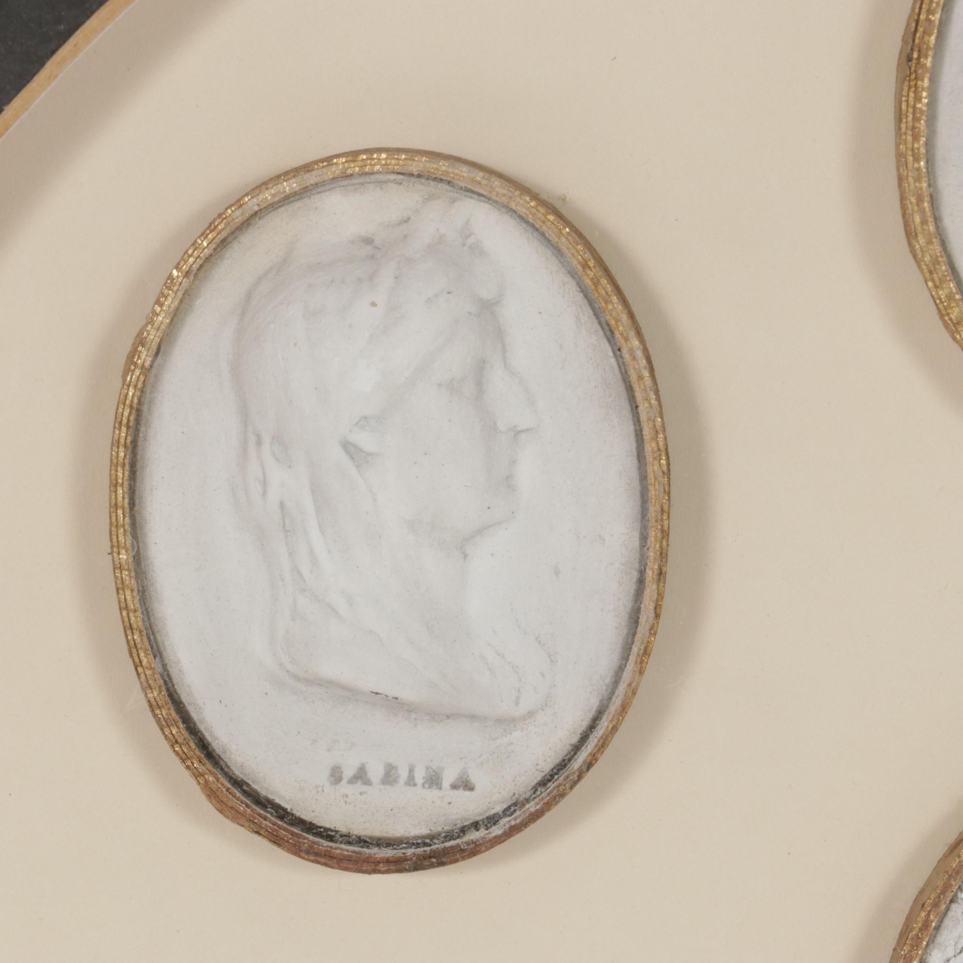 Plaster Intaglio Portrait Medallions, Mid 19th Century