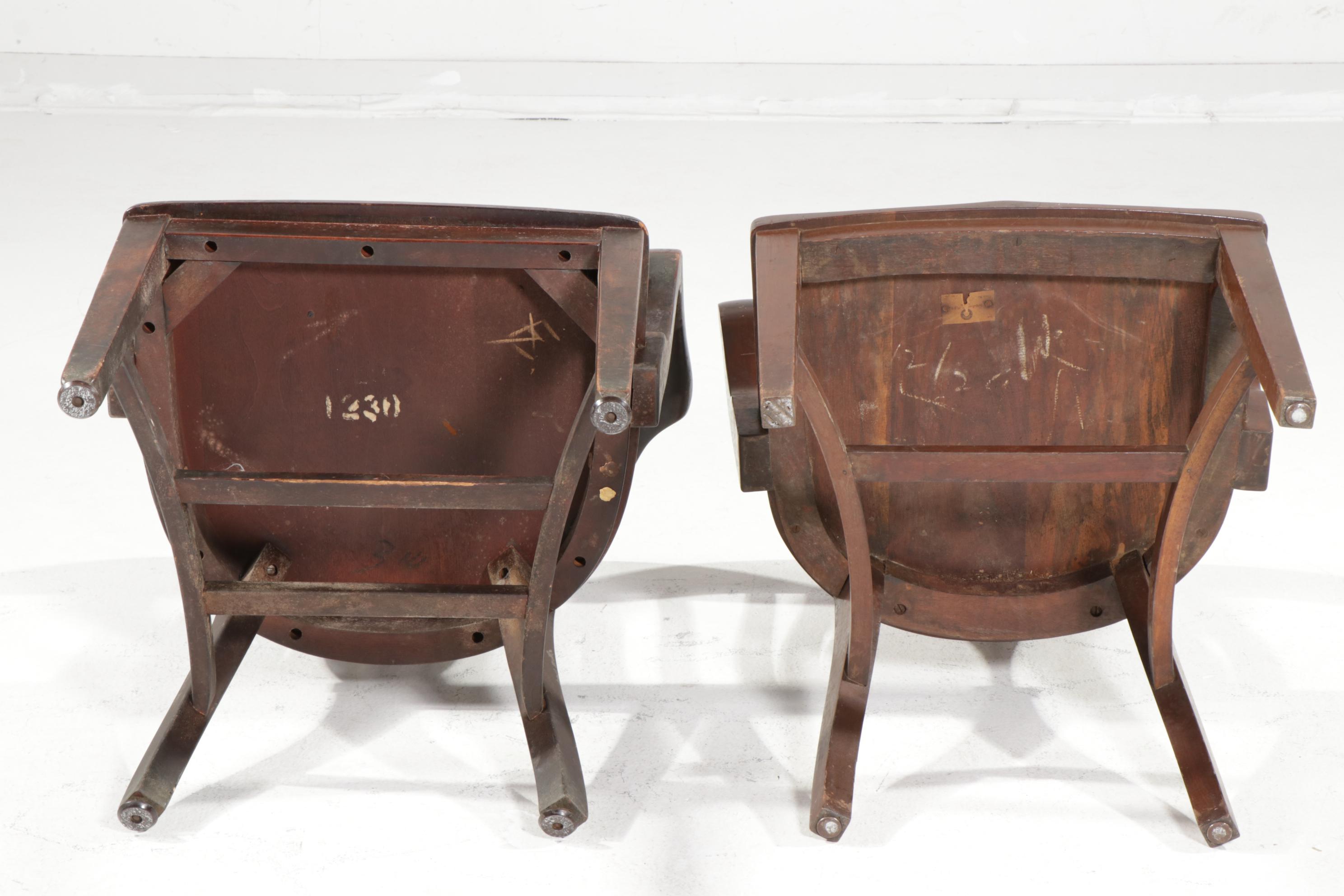 Sikes Co. and B.L. Marble Walnut Office Armchairs, Early 20th C.
