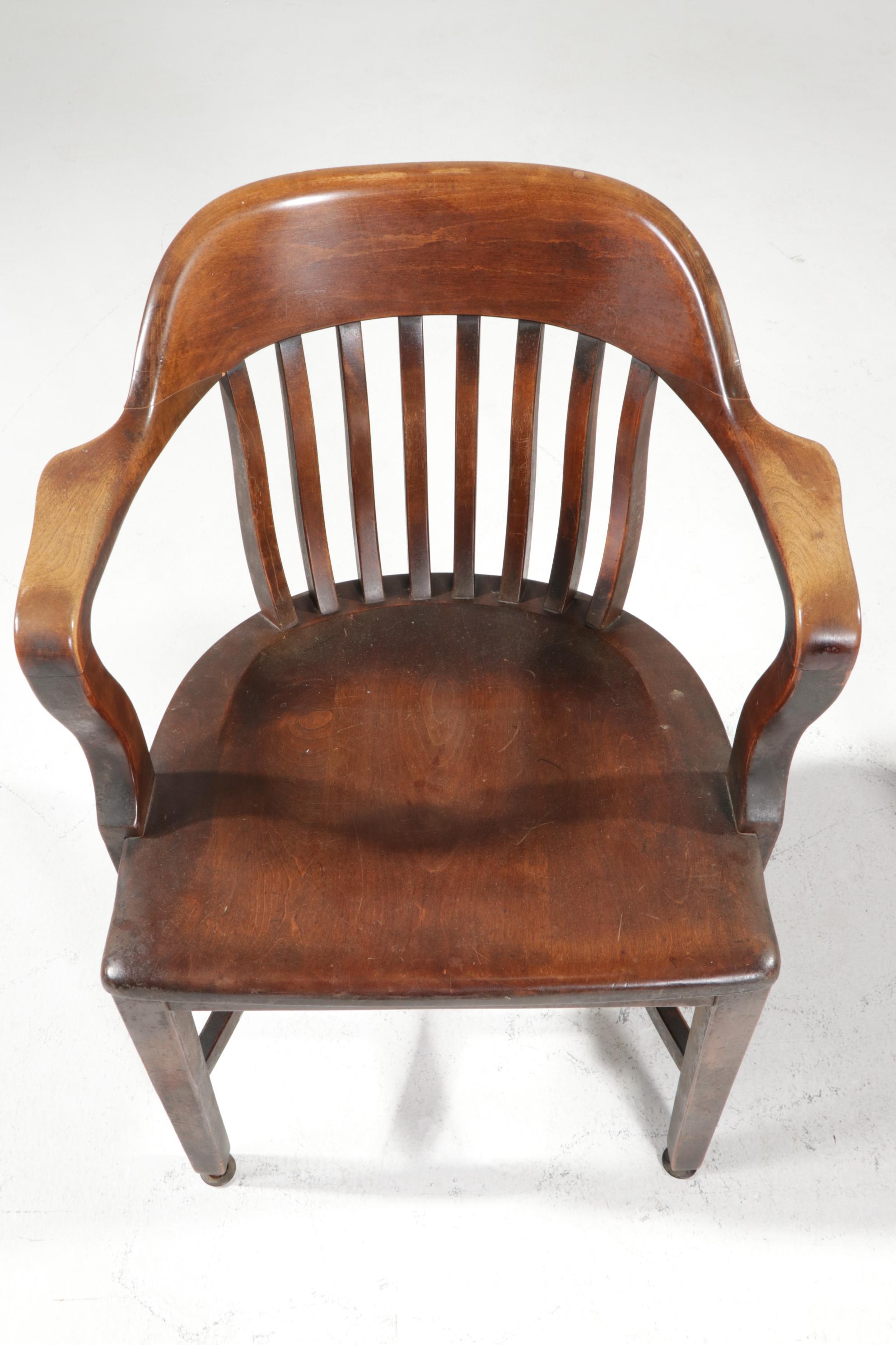 Sikes Co. and B.L. Marble Walnut Office Armchairs, Early 20th C.