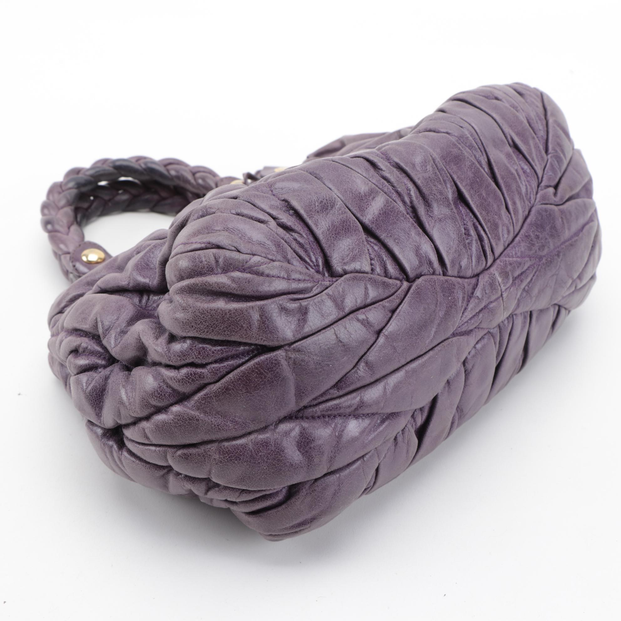 Miu Miu Bauletto Aperto Bag RN0473 in Purple Matelassé Lux Leather