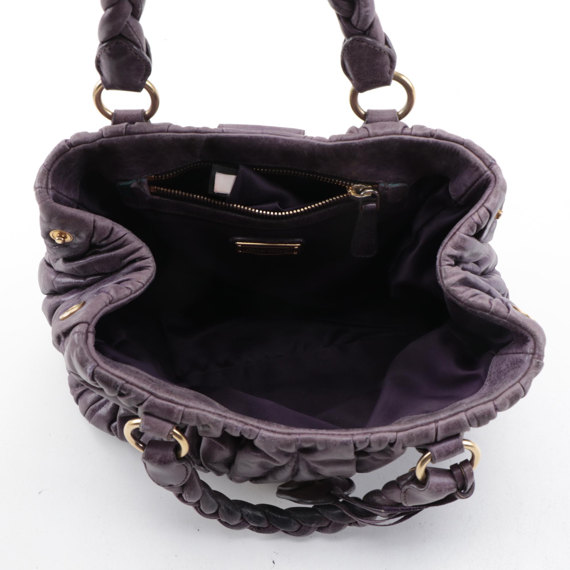 Miu Miu Bauletto Aperto Bag RN0473 in Purple Matelassé Lux Leather