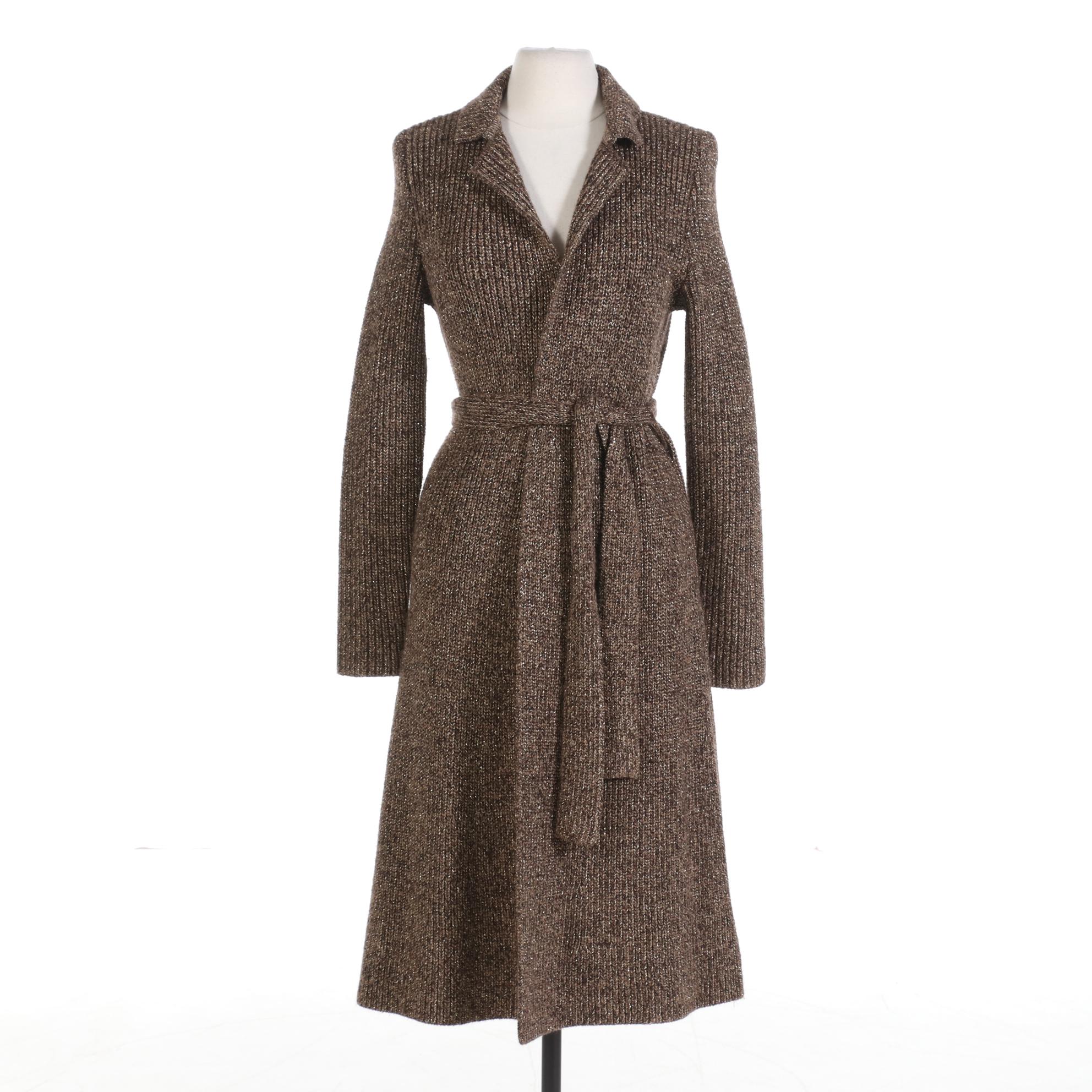 LAUREN Ralph Lauren Wool Blend Sweater Coat with Metallic Fibers