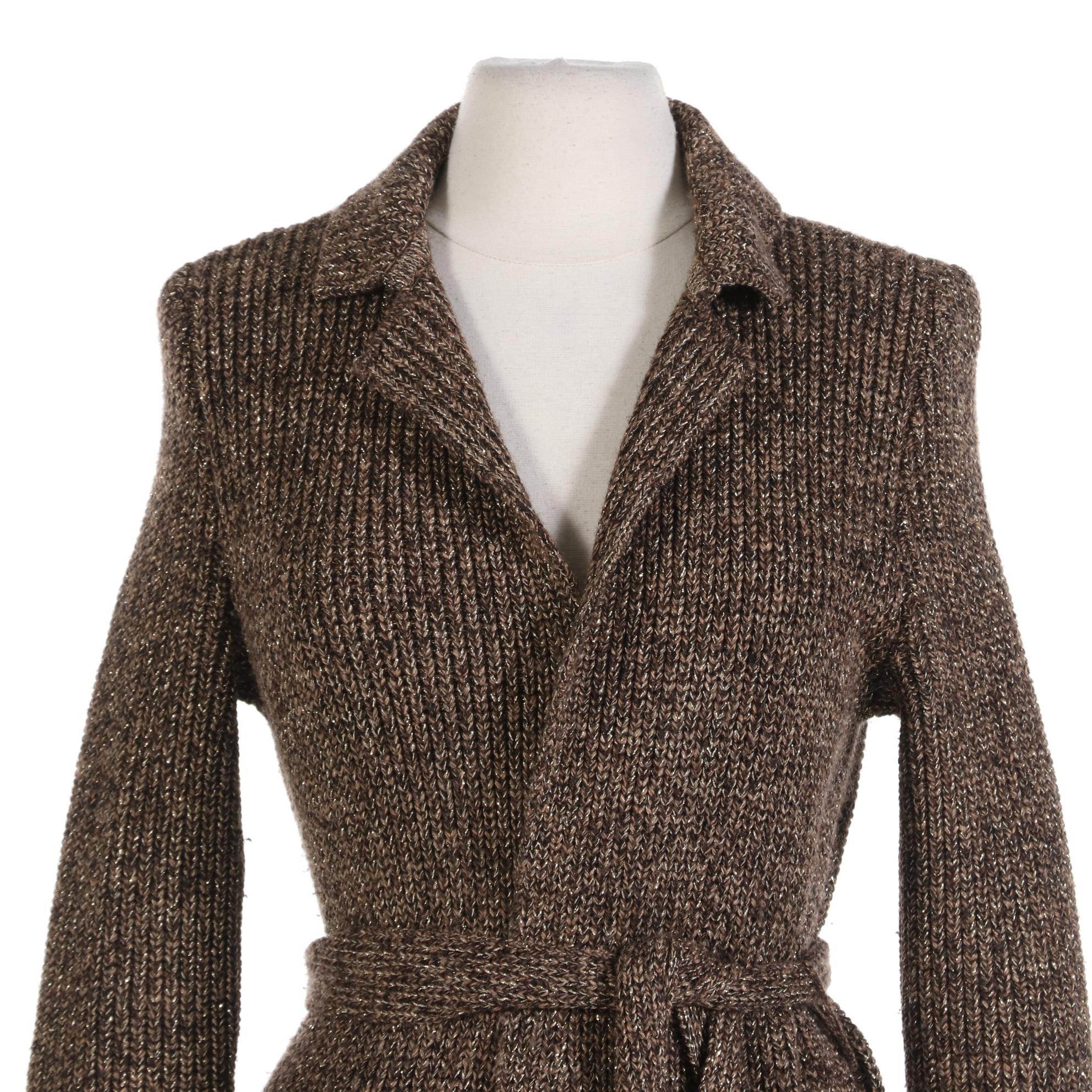 LAUREN Ralph Lauren Wool Blend Sweater Coat with Metallic Fibers
