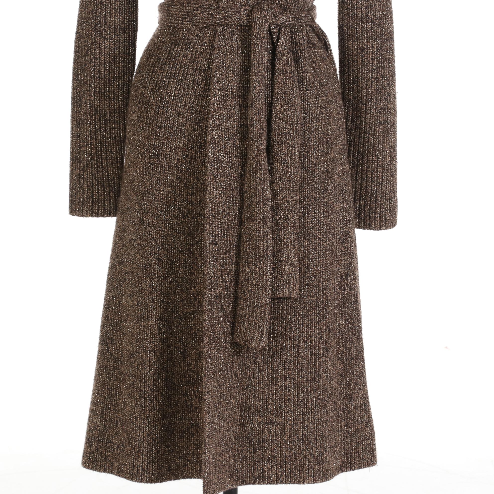 LAUREN Ralph Lauren Wool Blend Sweater Coat with Metallic Fibers