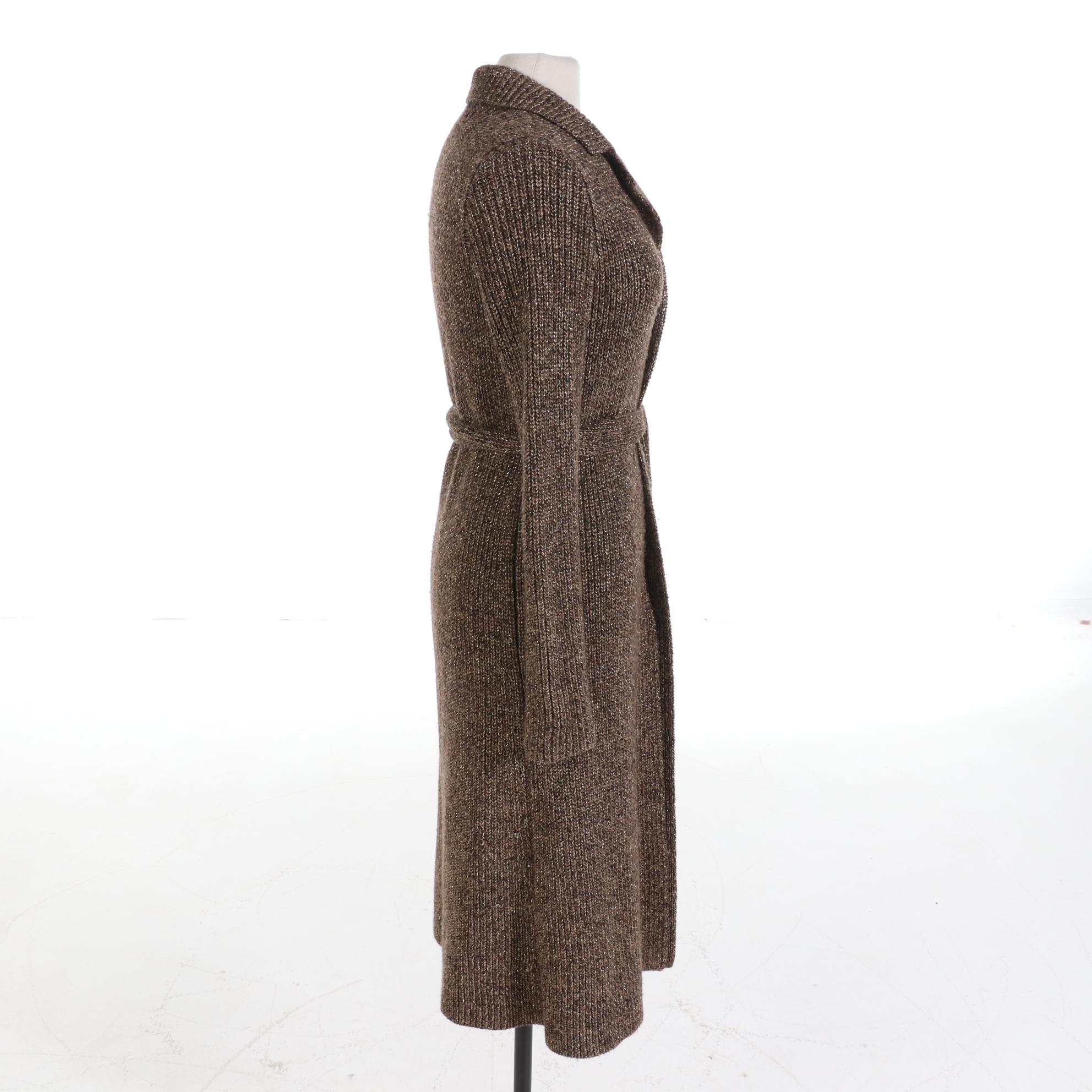 LAUREN Ralph Lauren Wool Blend Sweater Coat with Metallic Fibers