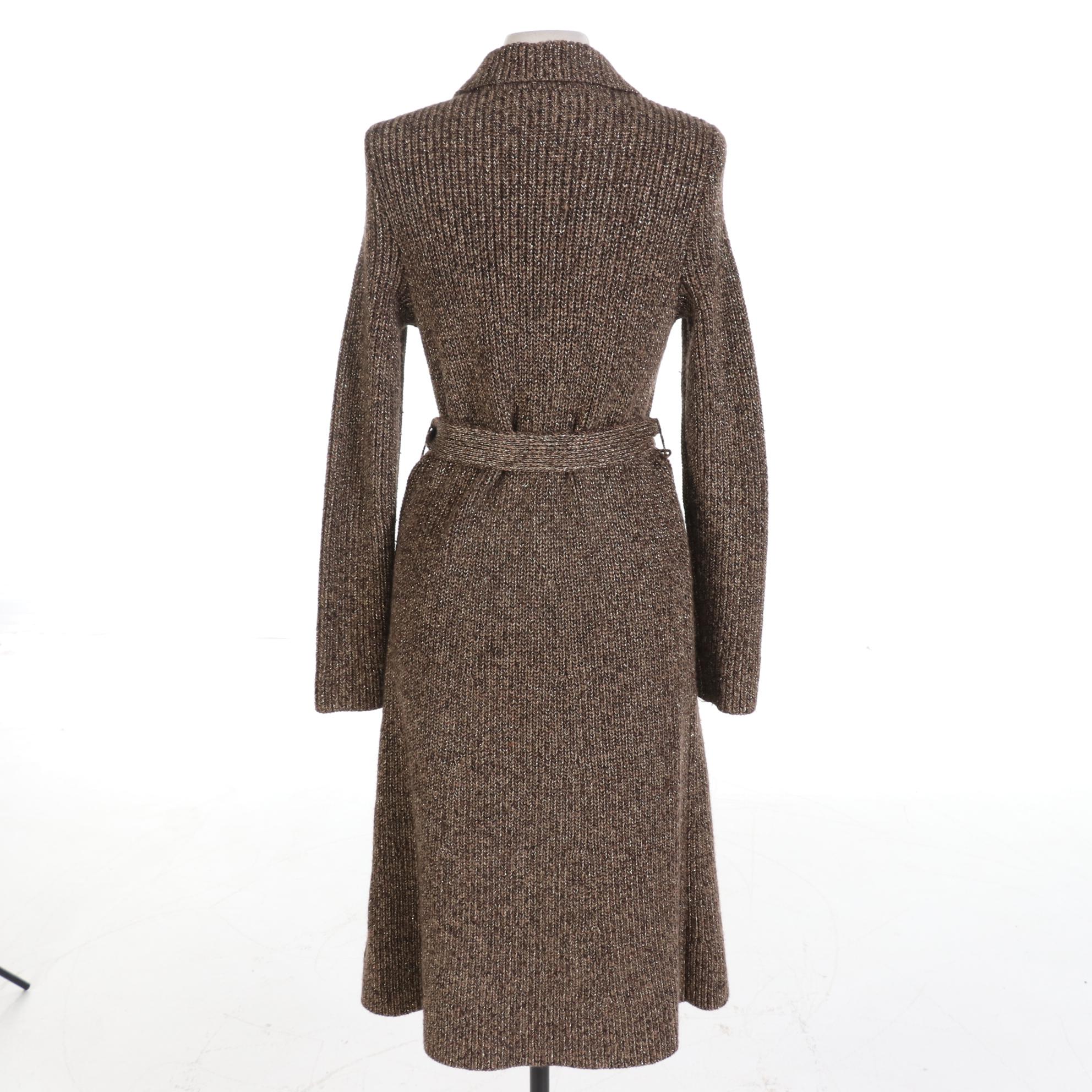 LAUREN Ralph Lauren Wool Blend Sweater Coat with Metallic Fibers