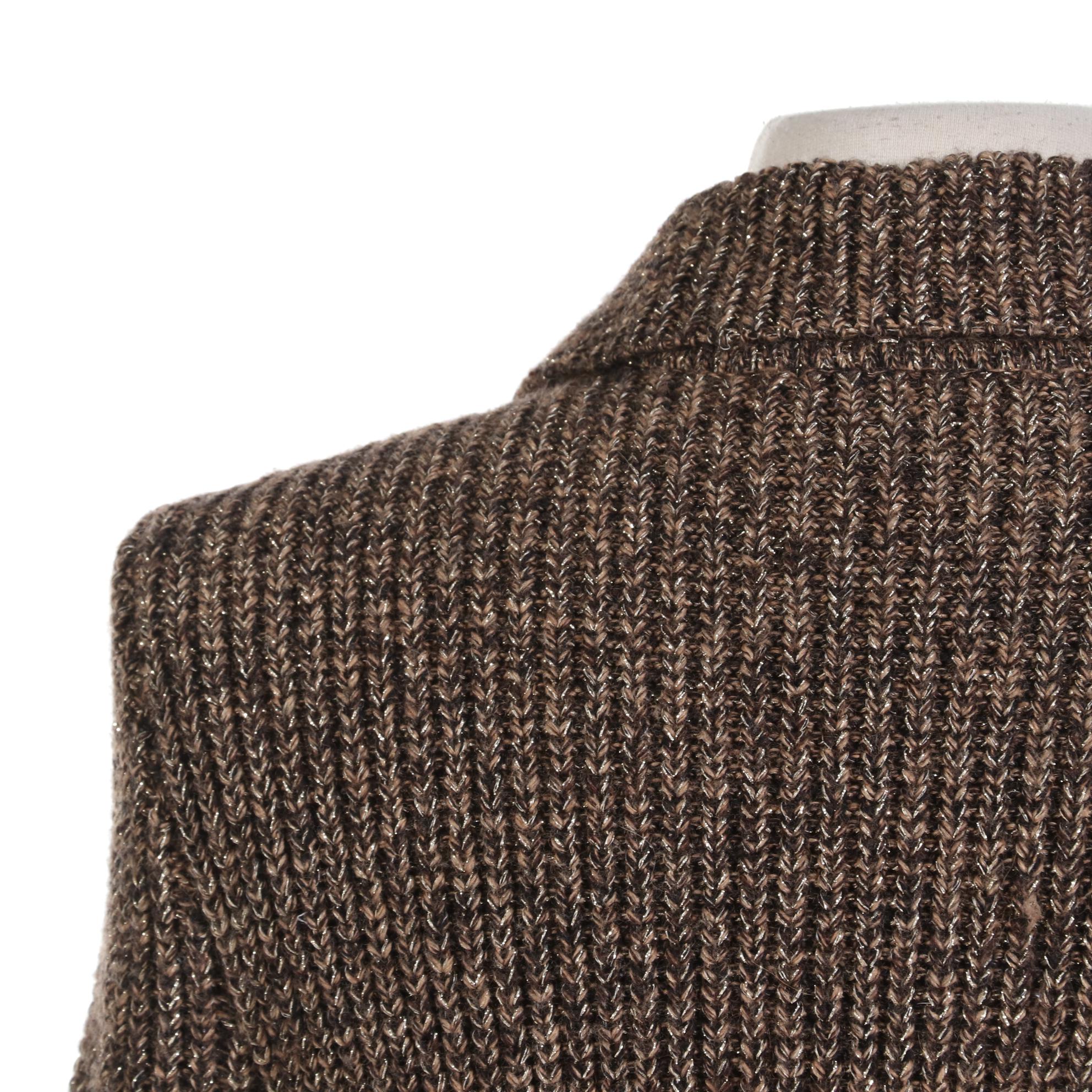 LAUREN Ralph Lauren Wool Blend Sweater Coat with Metallic Fibers