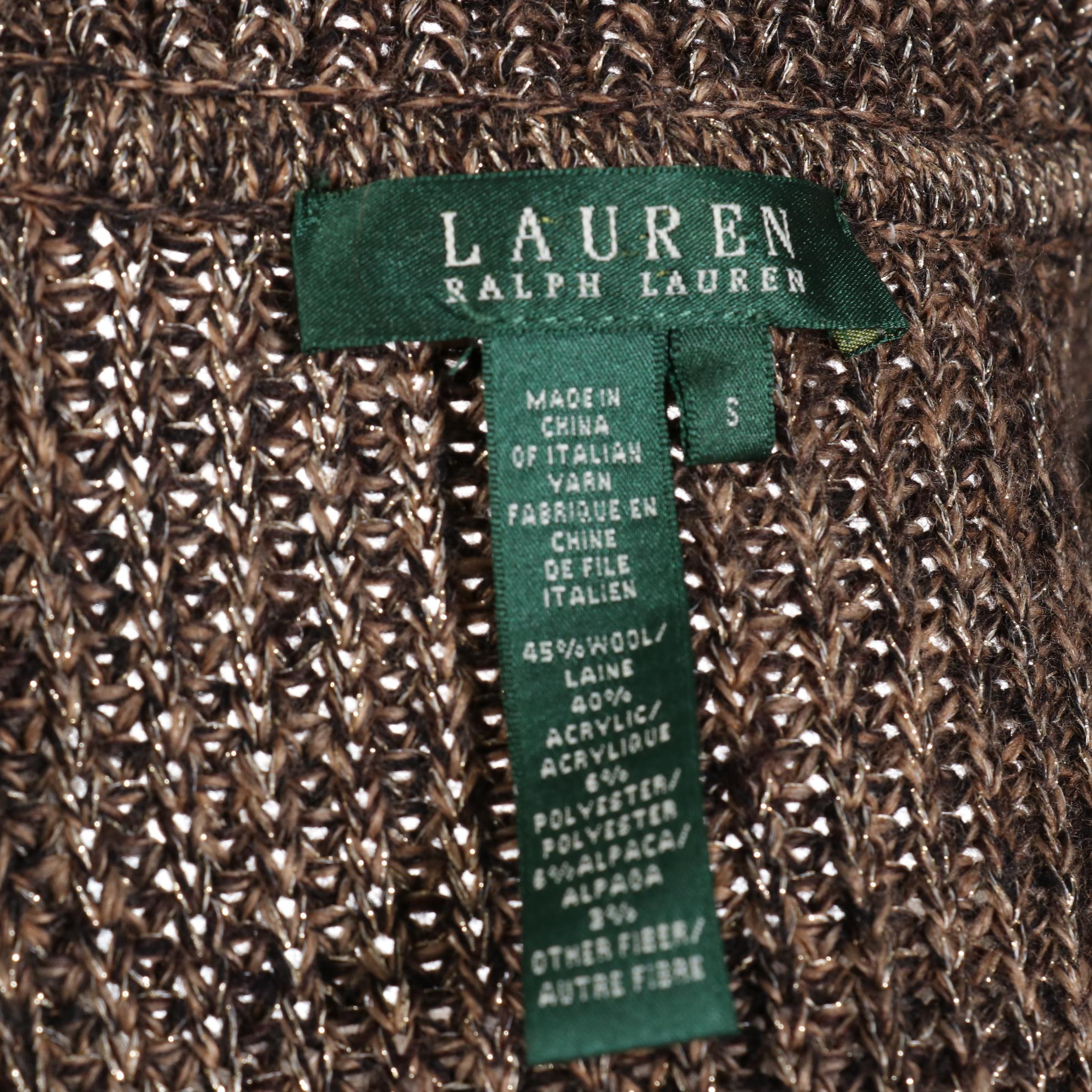 LAUREN Ralph Lauren Wool Blend Sweater Coat with Metallic Fibers