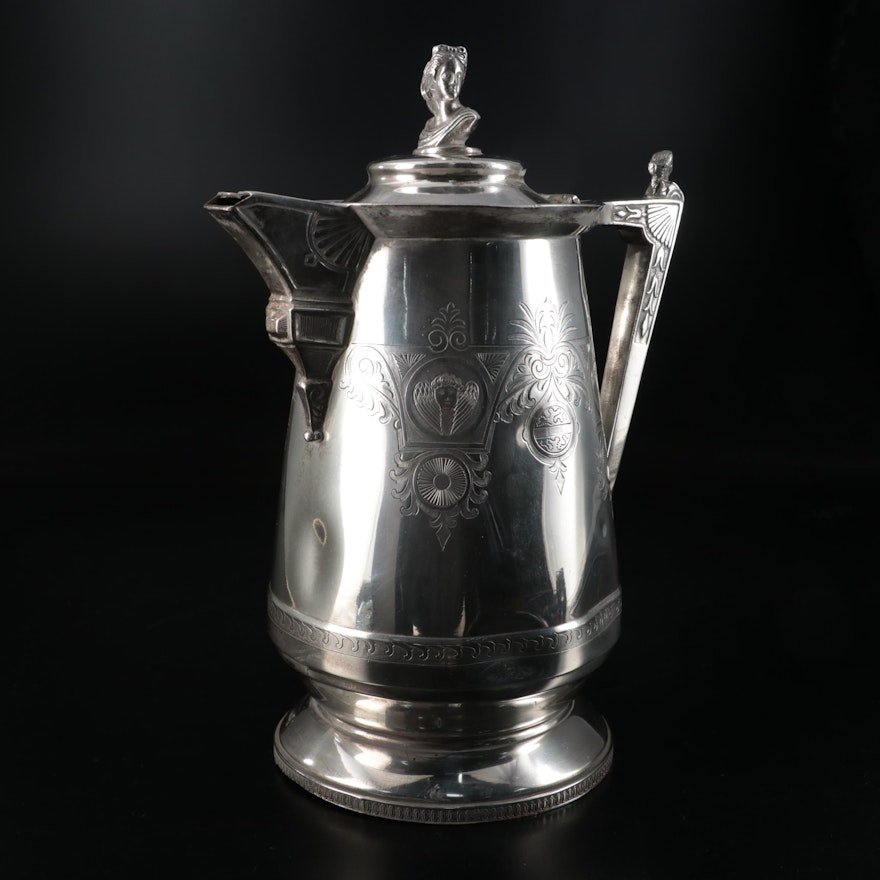 Webster Mfg. Co. Greek Revival Style Silver Plate Kettle, 1866–1874