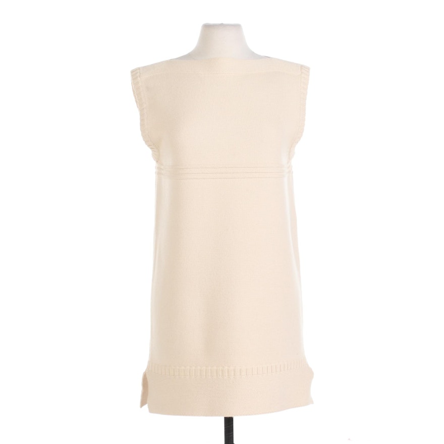 Chloé Boat Neck Sweater Dress in Pale Yellow Wool