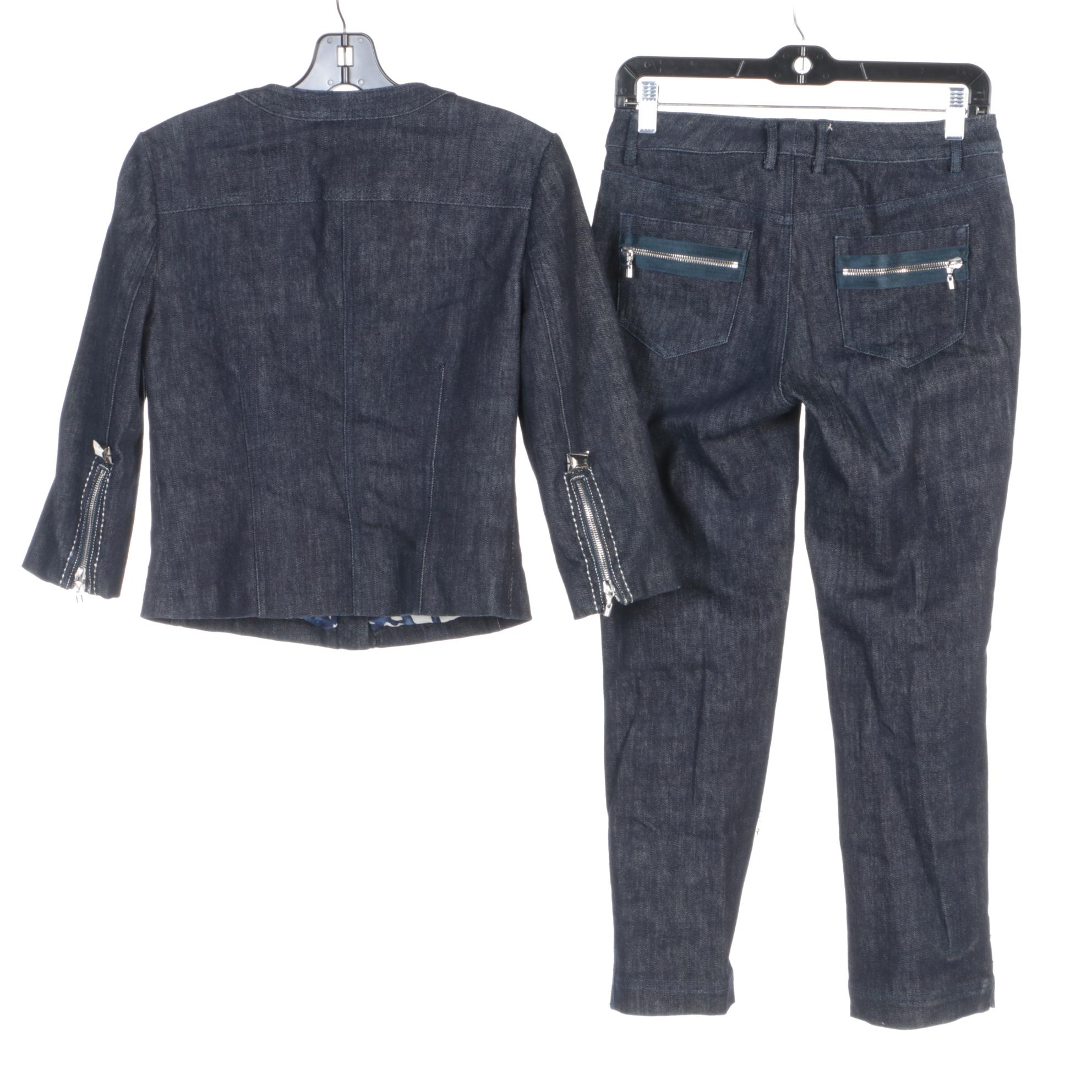 St. John White Trousers and SoCa by St. John Denim Style Pant Set