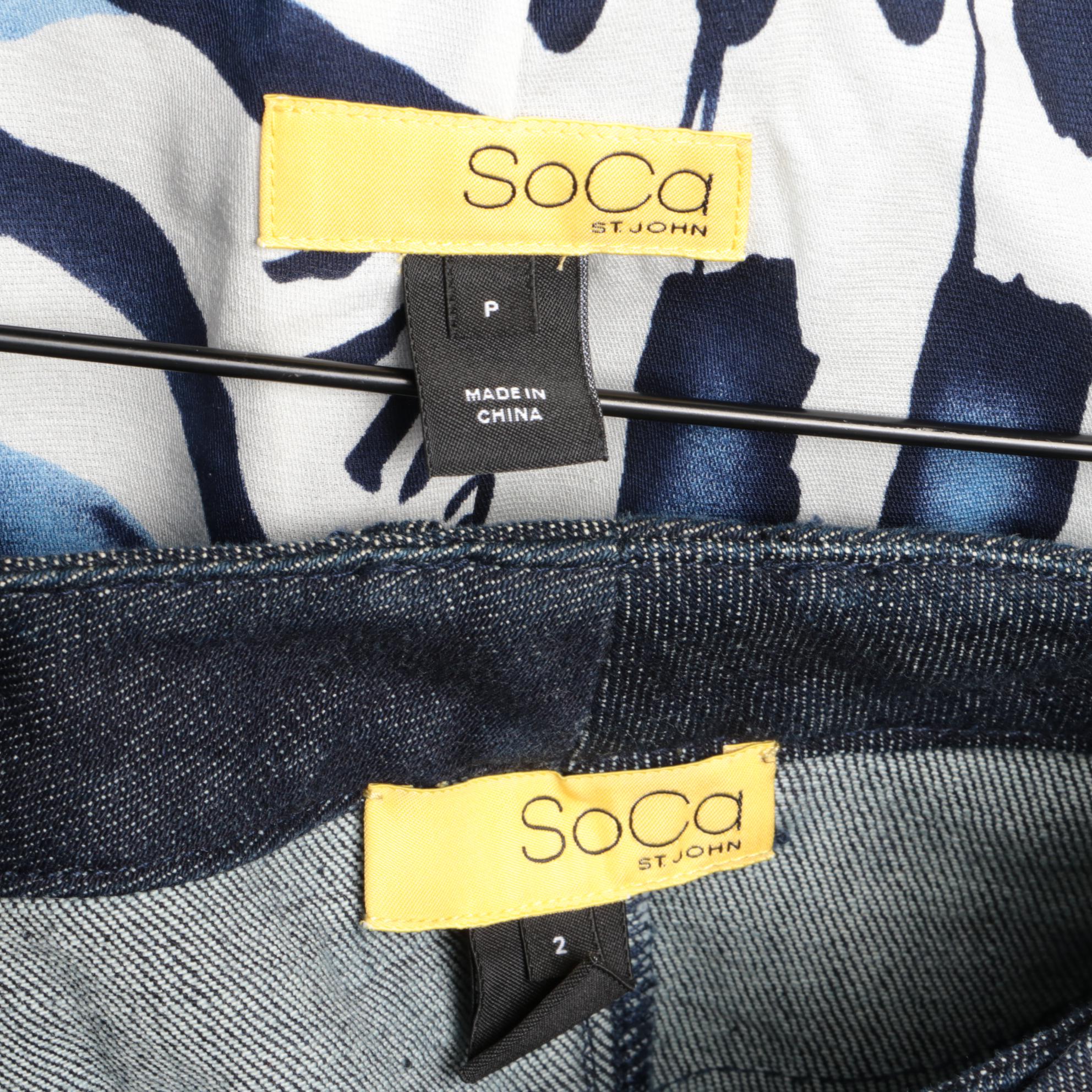 St. John White Trousers and SoCa by St. John Denim Style Pant Set