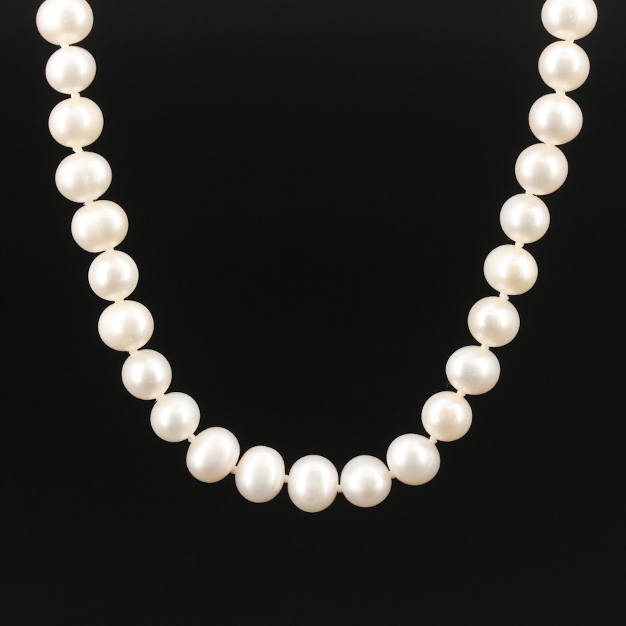 Knotted Pearl Necklace with Sterling Clasp