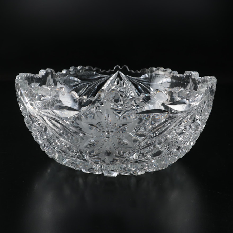 American Brilliant Cut Crystal Decorative Bon Bon Bowl