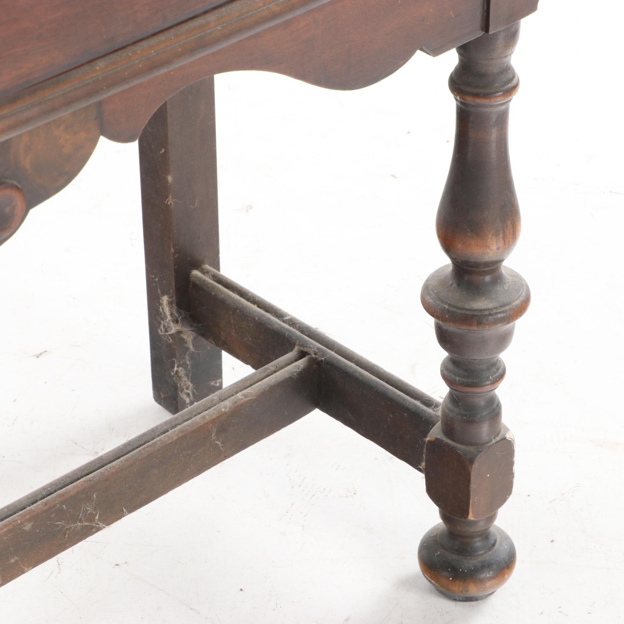 Jacobean Style Walnut China Cabinet-on-Stand, Early 20th Century