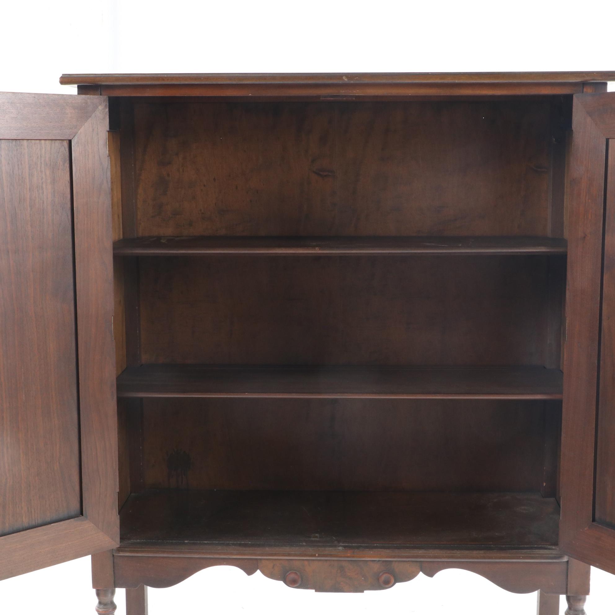 Jacobean Style Walnut China Cabinet-on-Stand, Early 20th Century