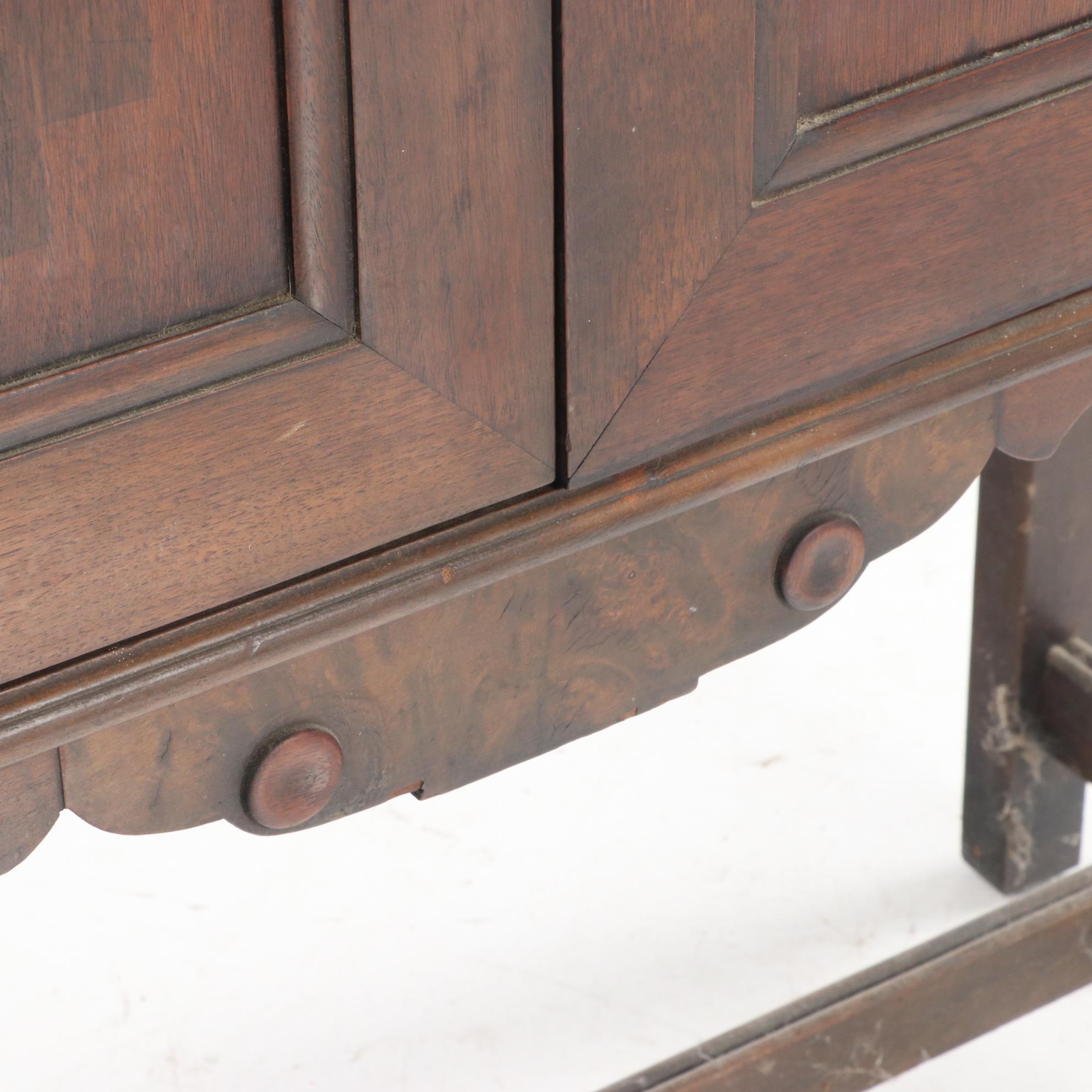 Jacobean Style Walnut China Cabinet-on-Stand, Early 20th Century