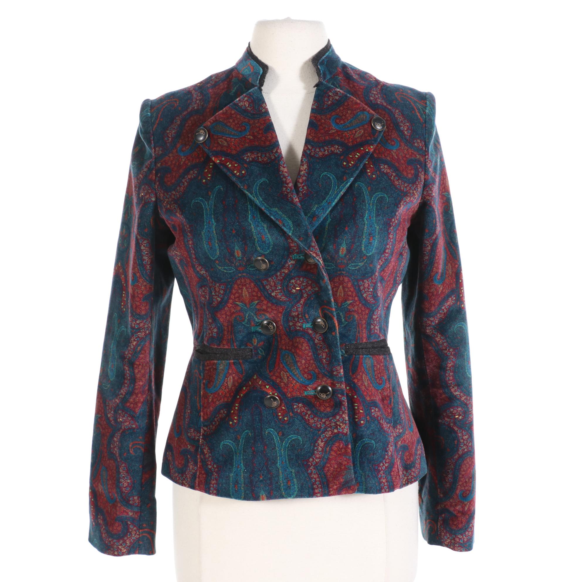 Robert Graham Double Breasted Jacket in Paisley Velvet