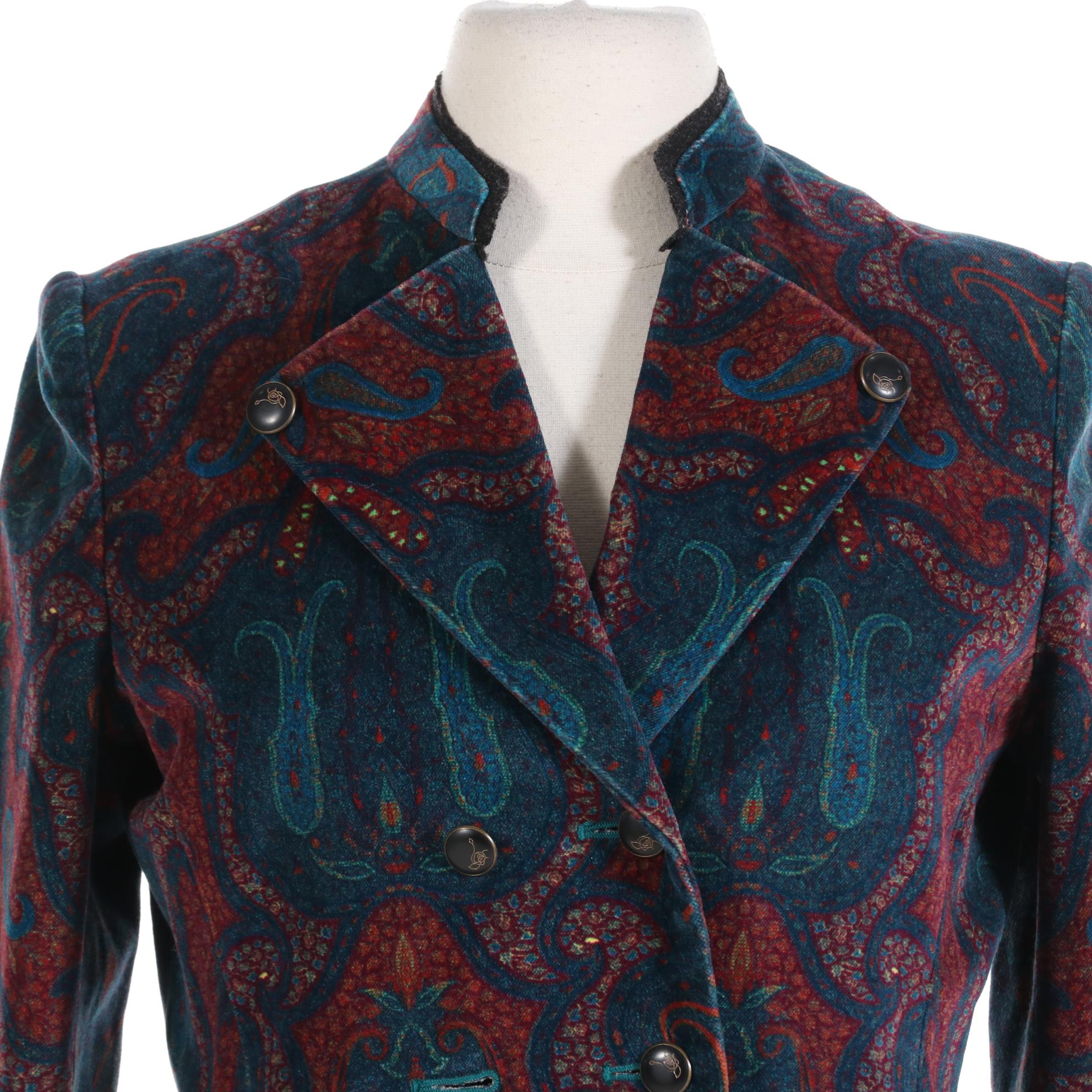 Robert Graham Double Breasted Jacket in Paisley Velvet