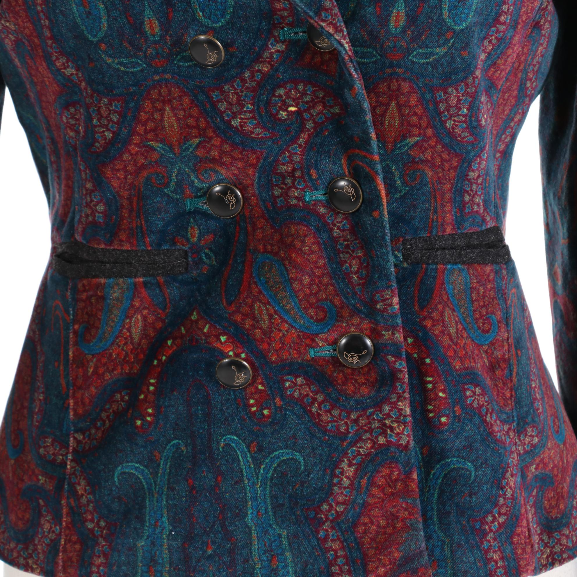 Robert Graham Double Breasted Jacket in Paisley Velvet