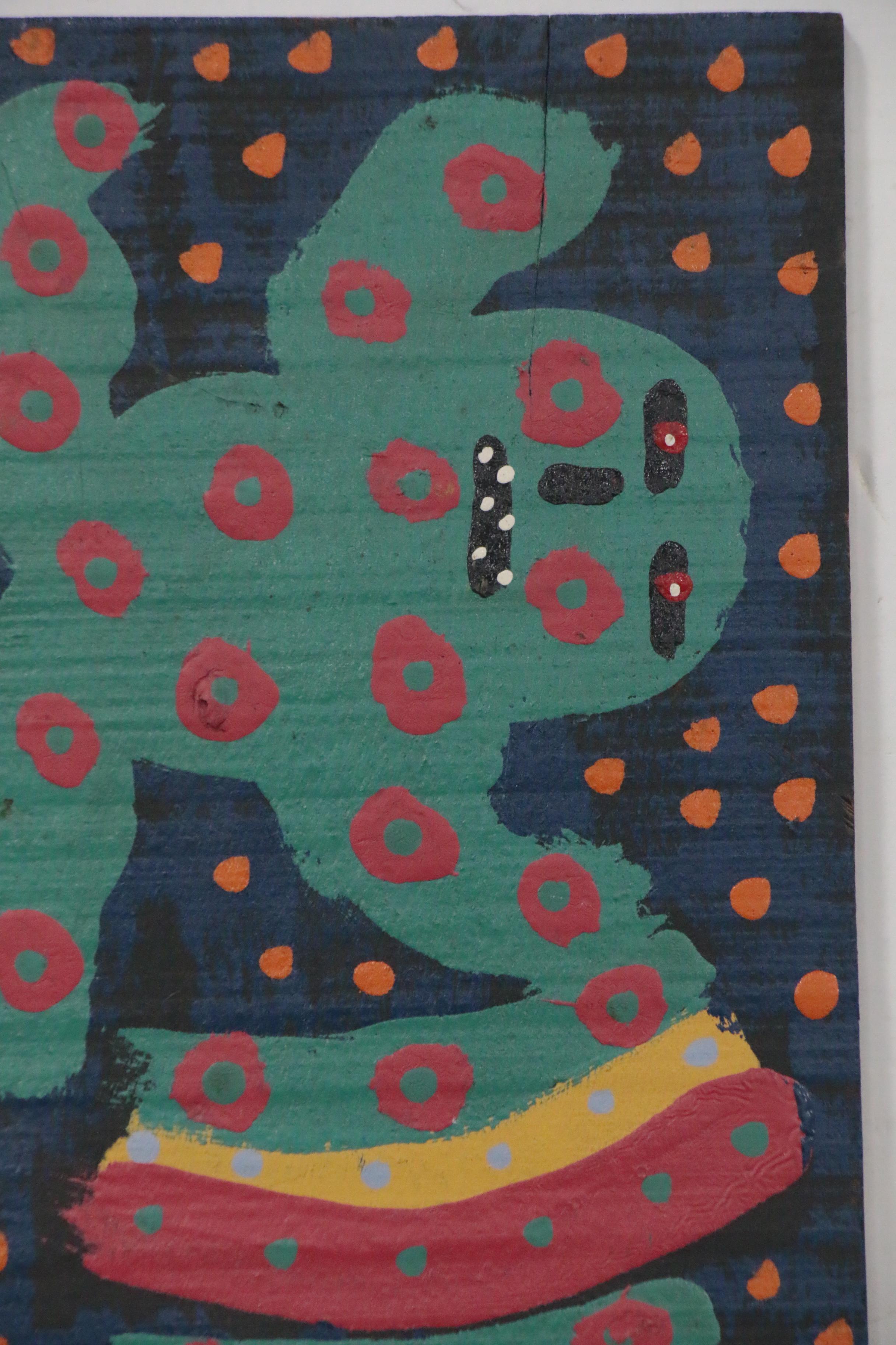 Michael “Catfish Man” Suter Folk Art Acrylic Painting, Late 20th Century