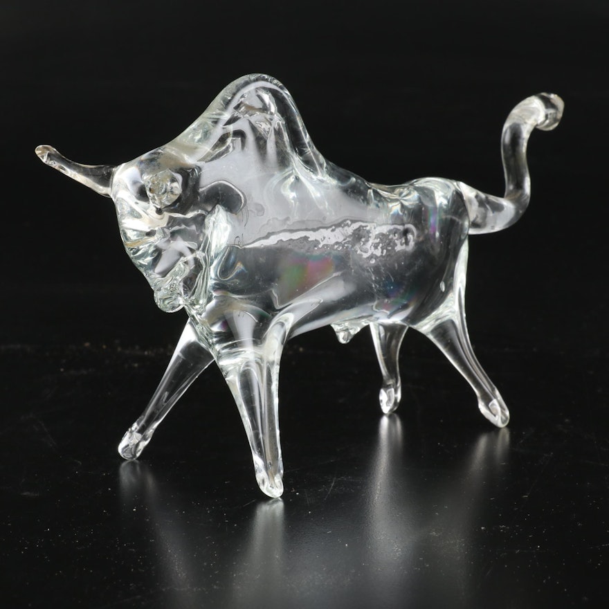 Hand-Blown Art Glass Bull