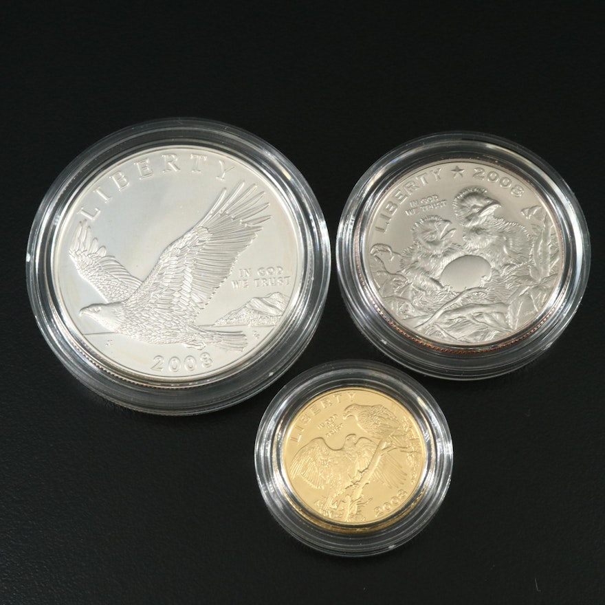 2008 Bald Eagle Commemorative Silver and Gold Coin Set