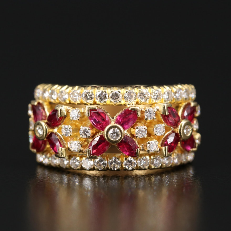 18K Ruby and Diamond Ring