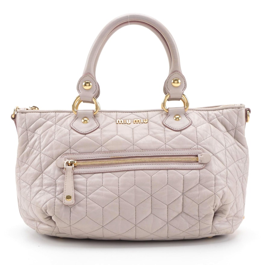 Miu Miu Two-Way Handbag in Quilted Leather