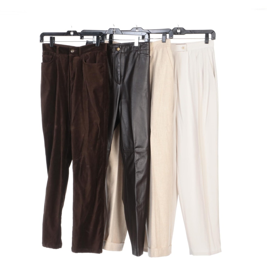 Ralph Lauren Velvet, Leather and Wool Pants with Valerie Stevens Pleated Pants