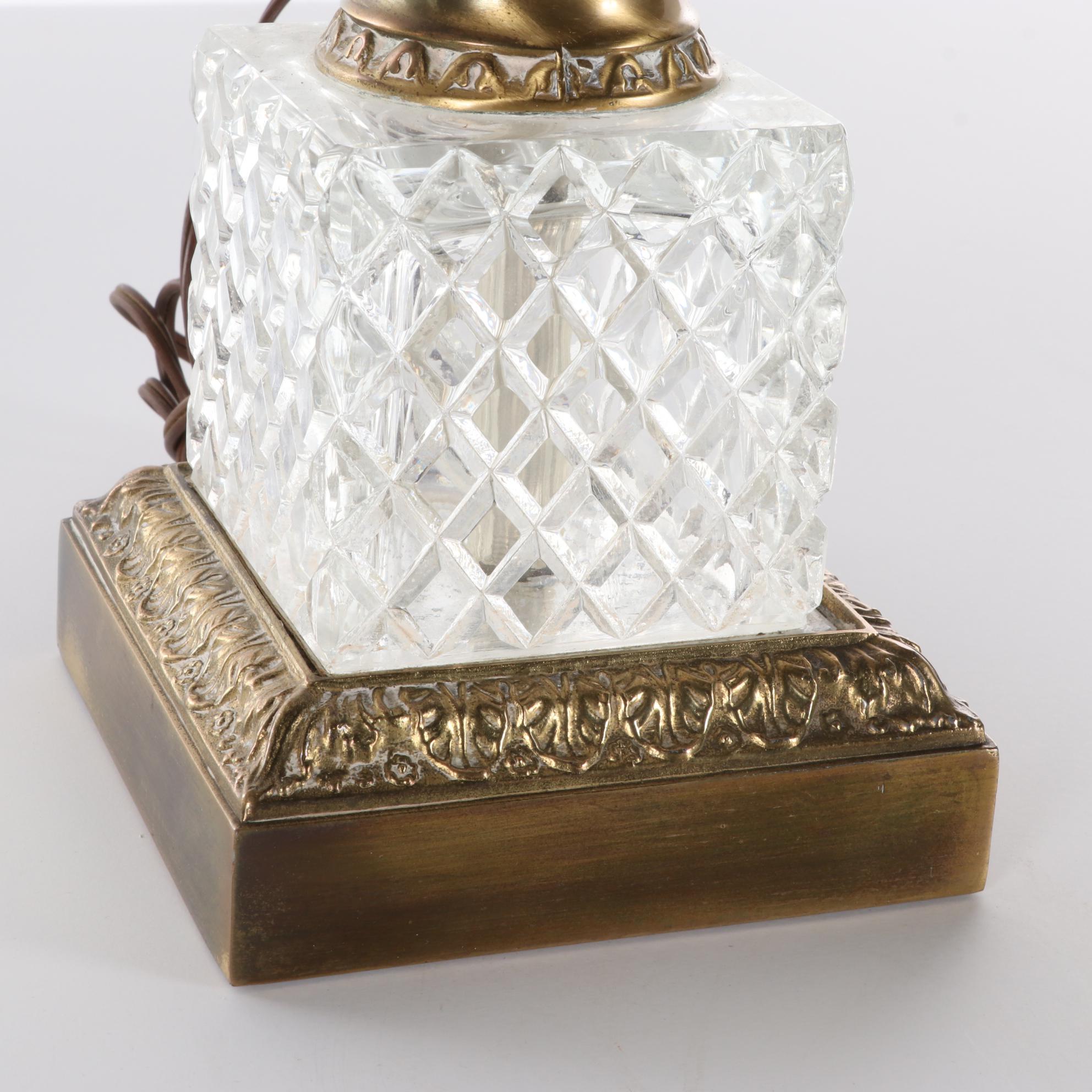 Pair of Jillian Marie Cut Glass Corinthian Column Style Table Lamps