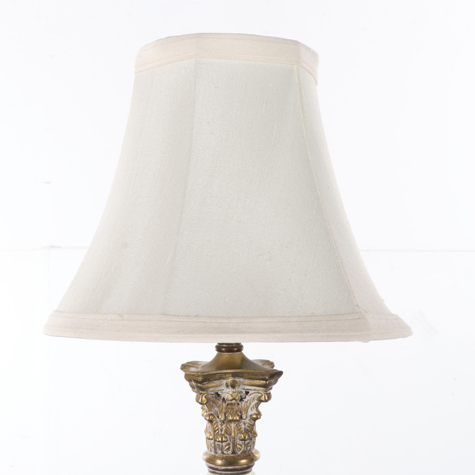 Pair of Jillian Marie Cut Glass Corinthian Column Style Table Lamps