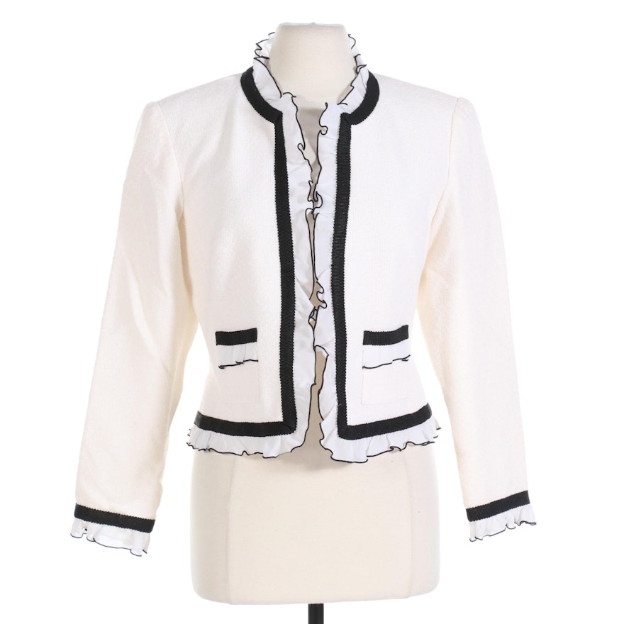 Neiman Marcus Exclusive Bouclé Jacket with Ruffle Trim