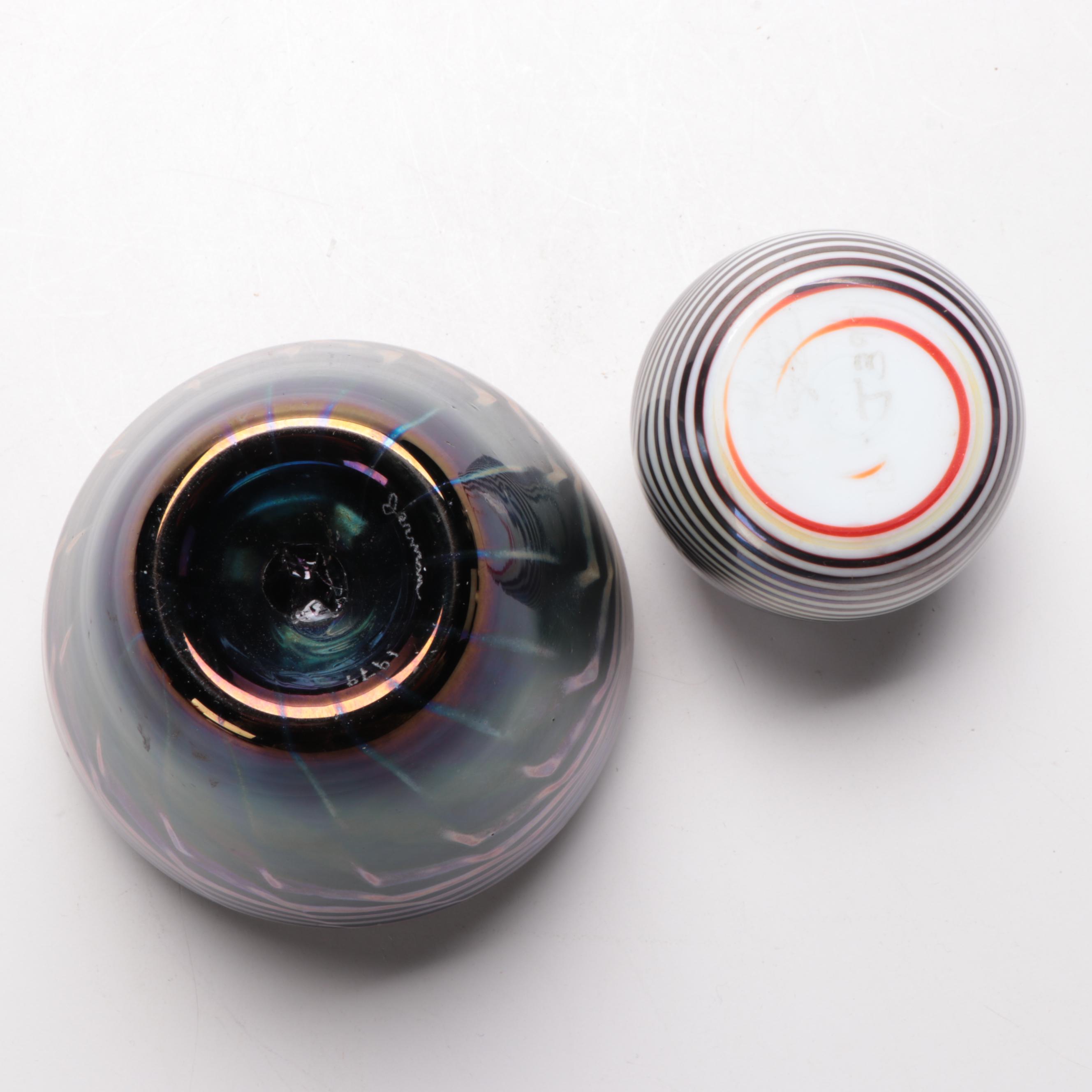 Tim Jerman Iridescent Vase and Steve Smyers "Northern Star" Paperweight, 1970s