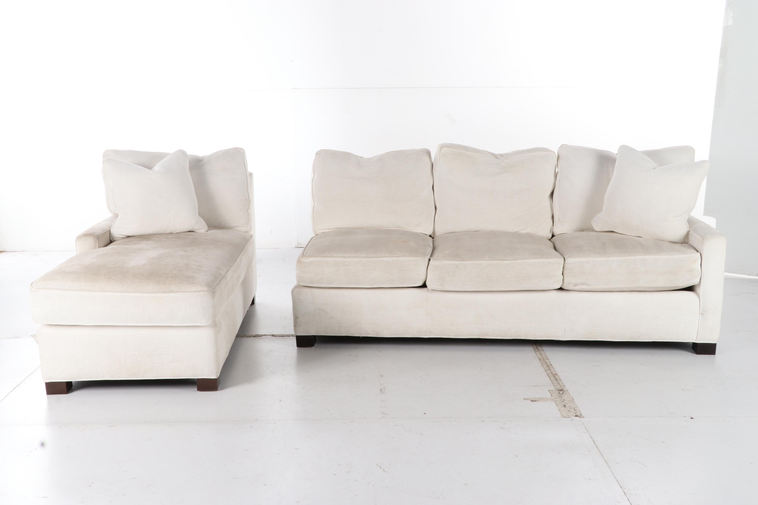 Lee Industries Two-Piece Upholstered Sectional Sofa with Chaise, 21st Century