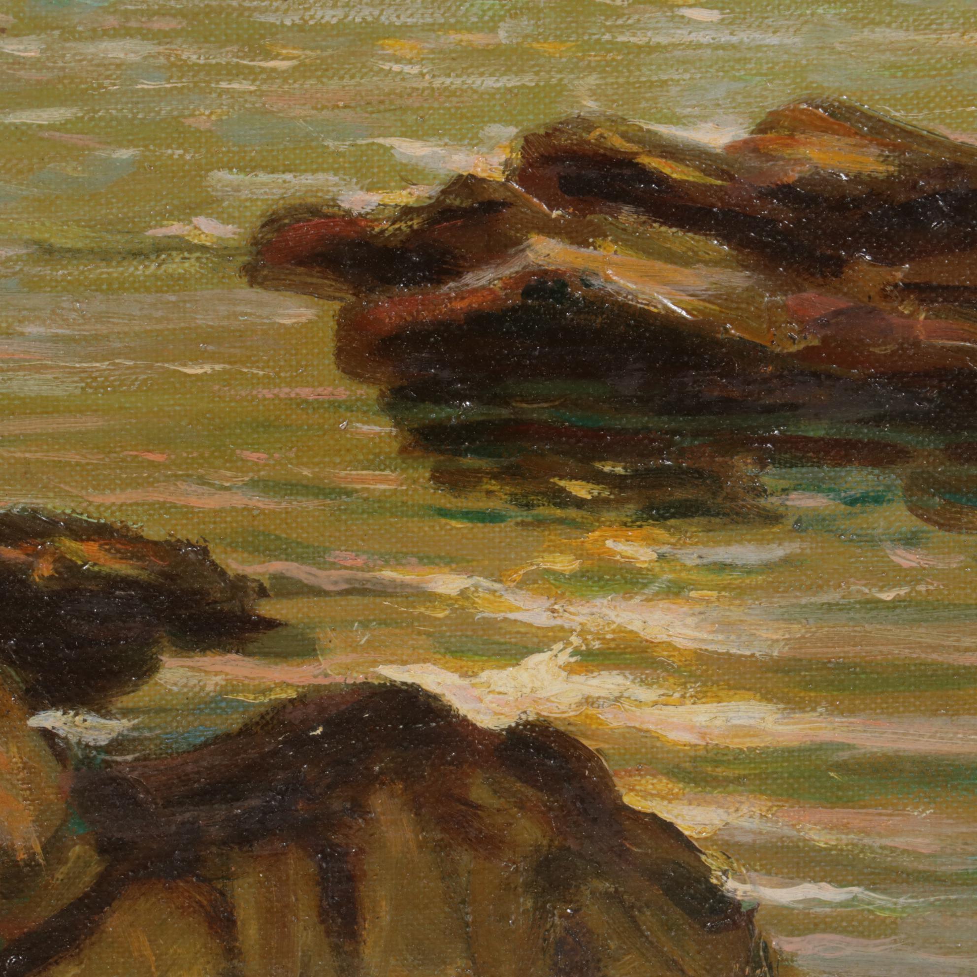 Frank P. Ferruzza Seascape Oil Painting, Mid-20th Century