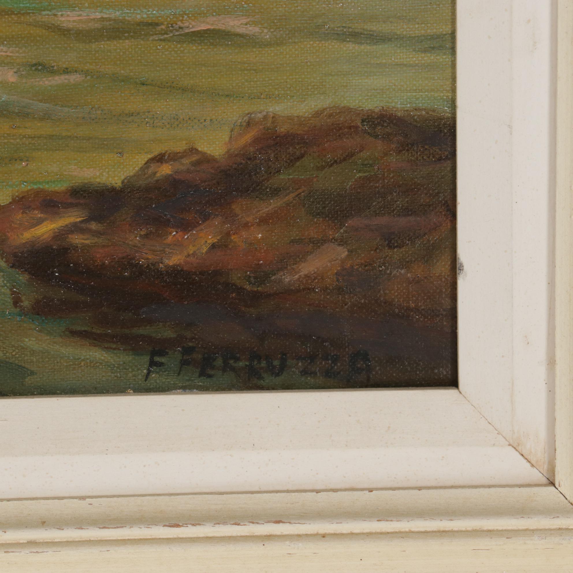 Frank P. Ferruzza Seascape Oil Painting, Mid-20th Century