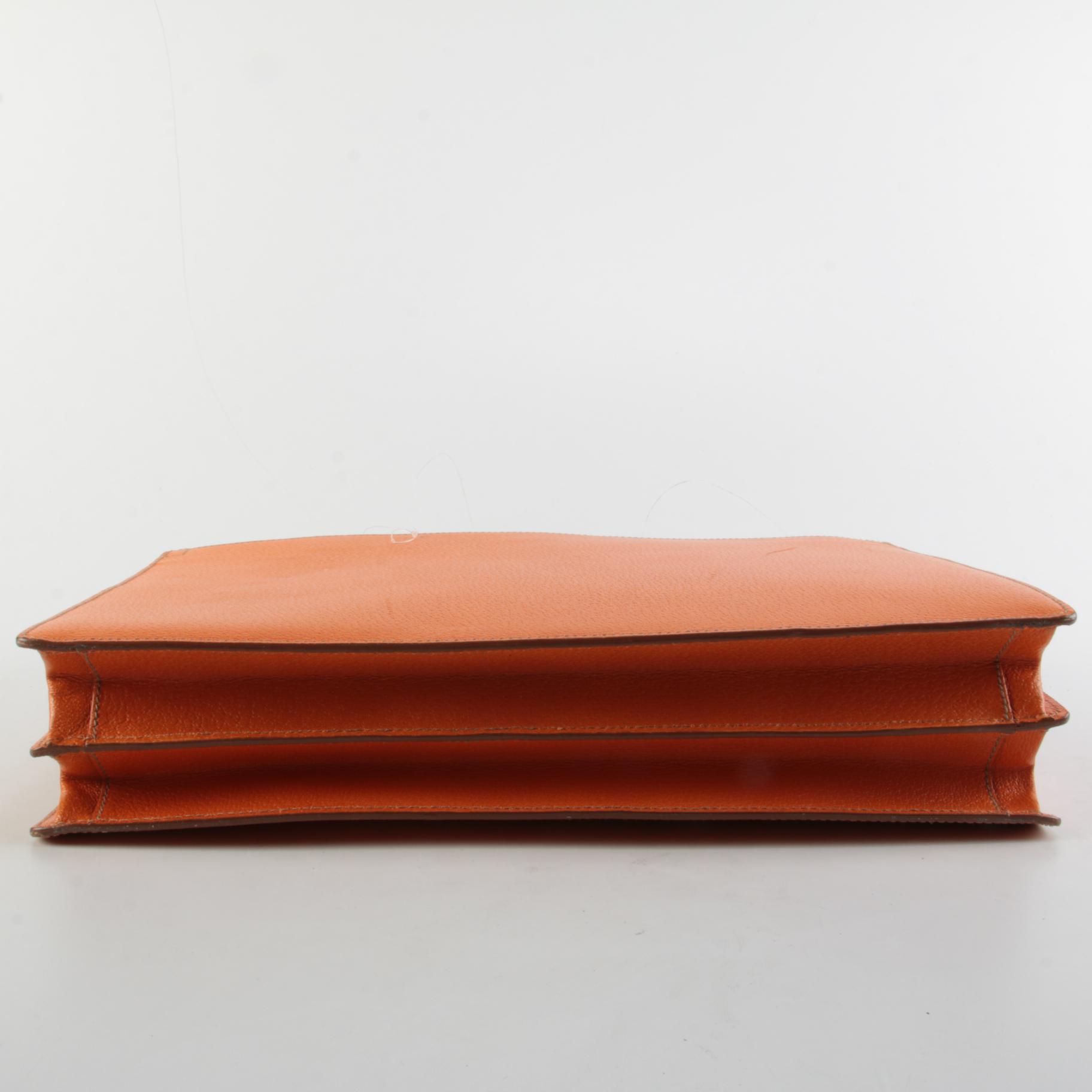 Prada Orange Cinghale Leather Cartella Attaché Briefcase