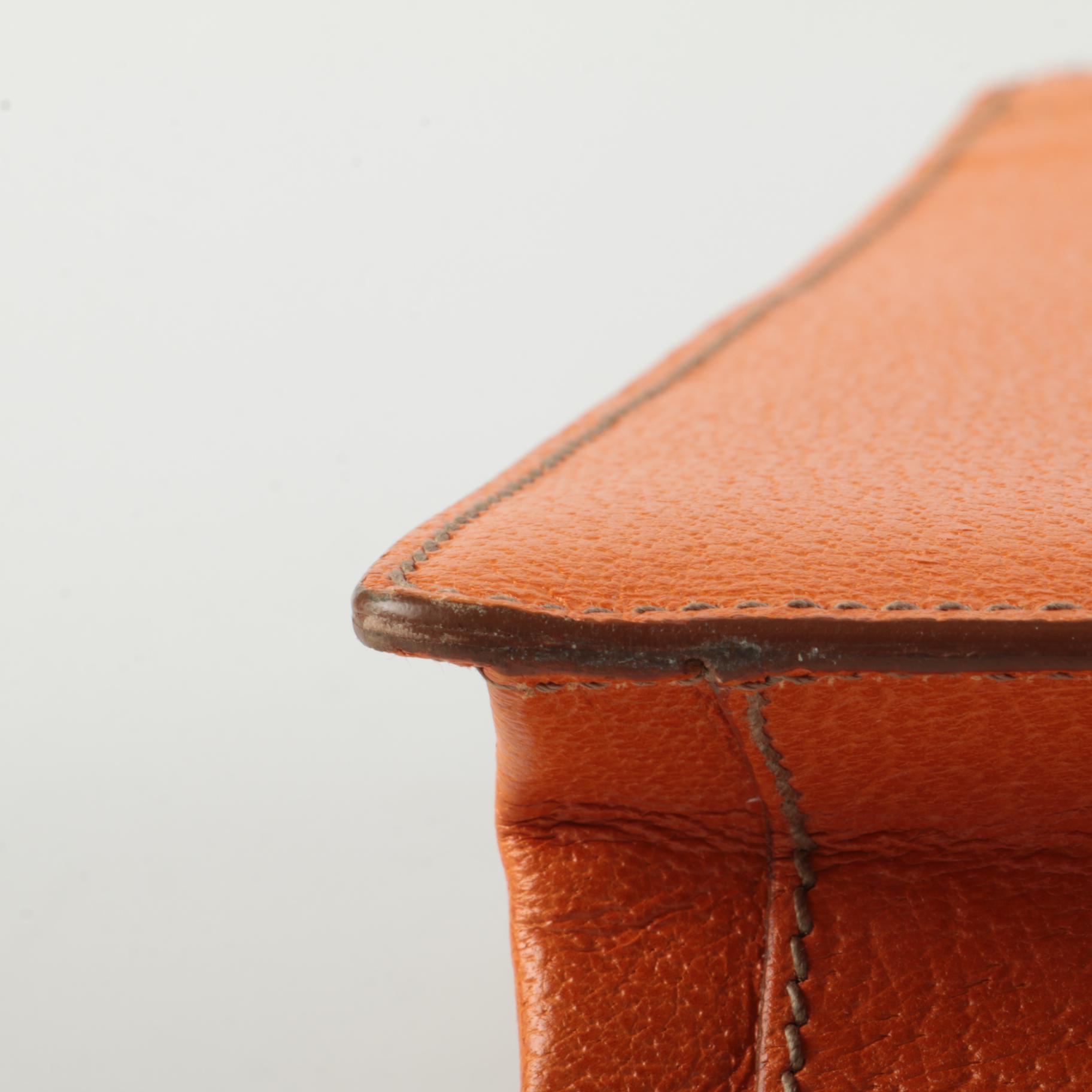 Prada Orange Cinghale Leather Cartella Attaché Briefcase