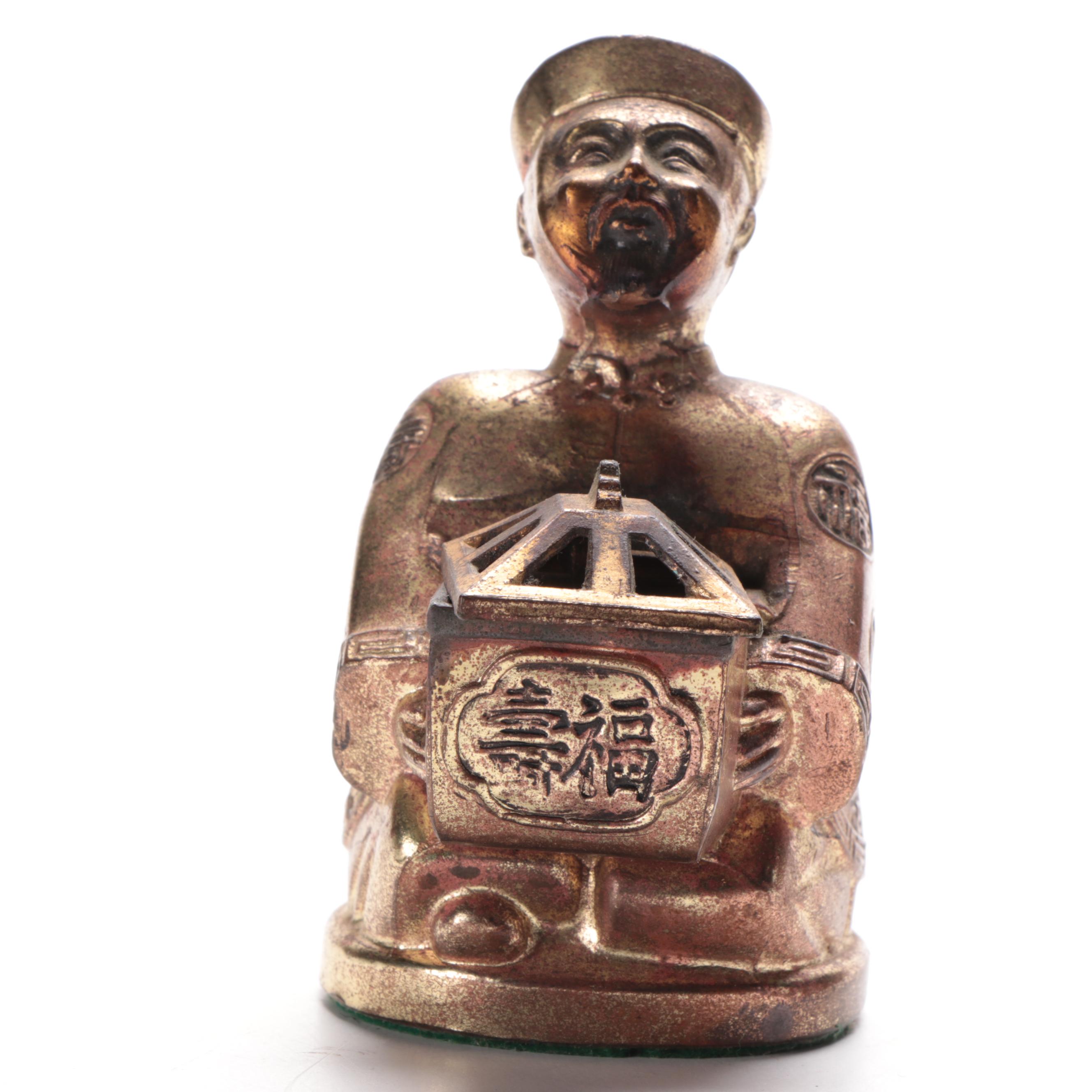 Chinese Domino Game, Lacquer Trinket Box and Buddha Incense Burner, Mid-20th C.