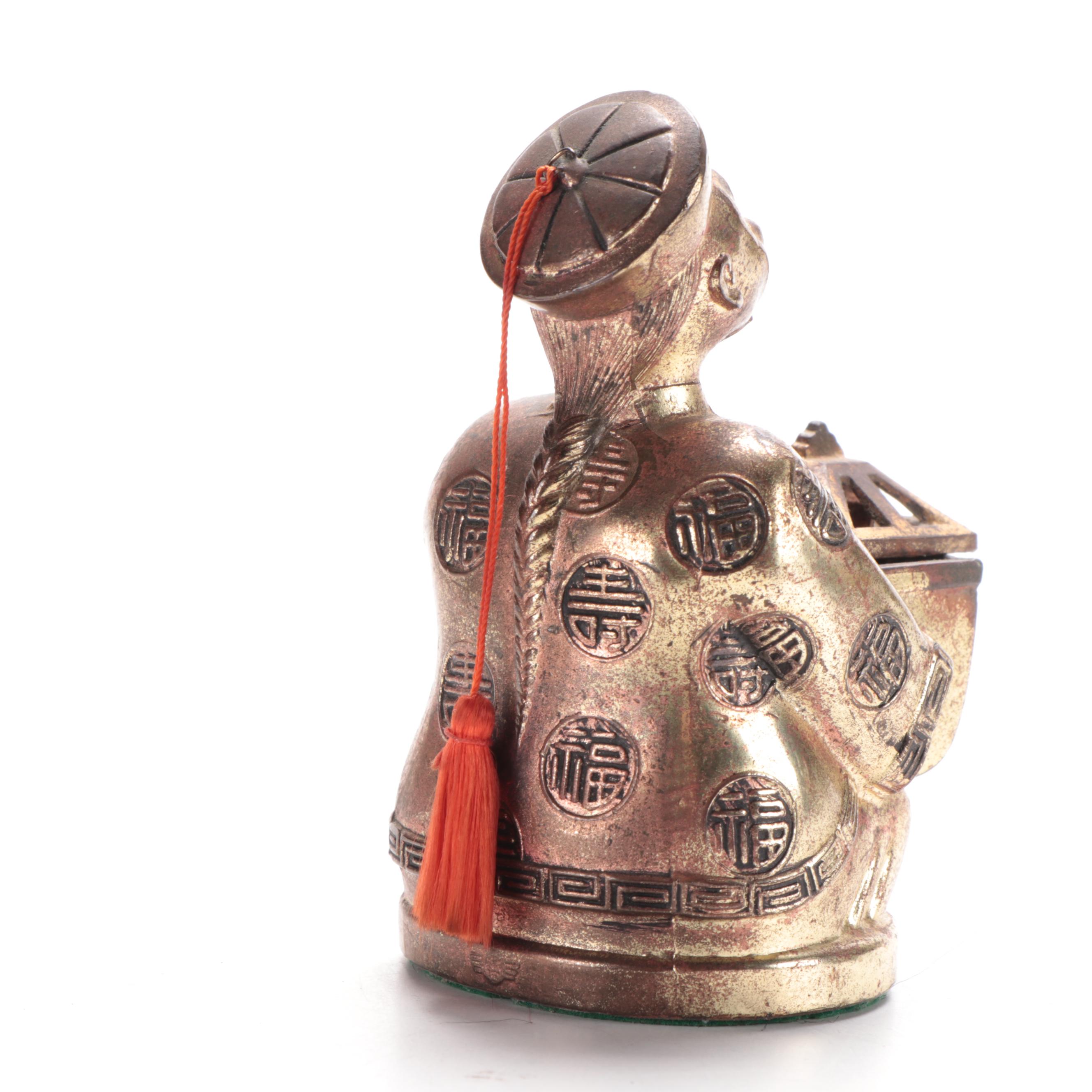 Chinese Domino Game, Lacquer Trinket Box and Buddha Incense Burner, Mid-20th C.