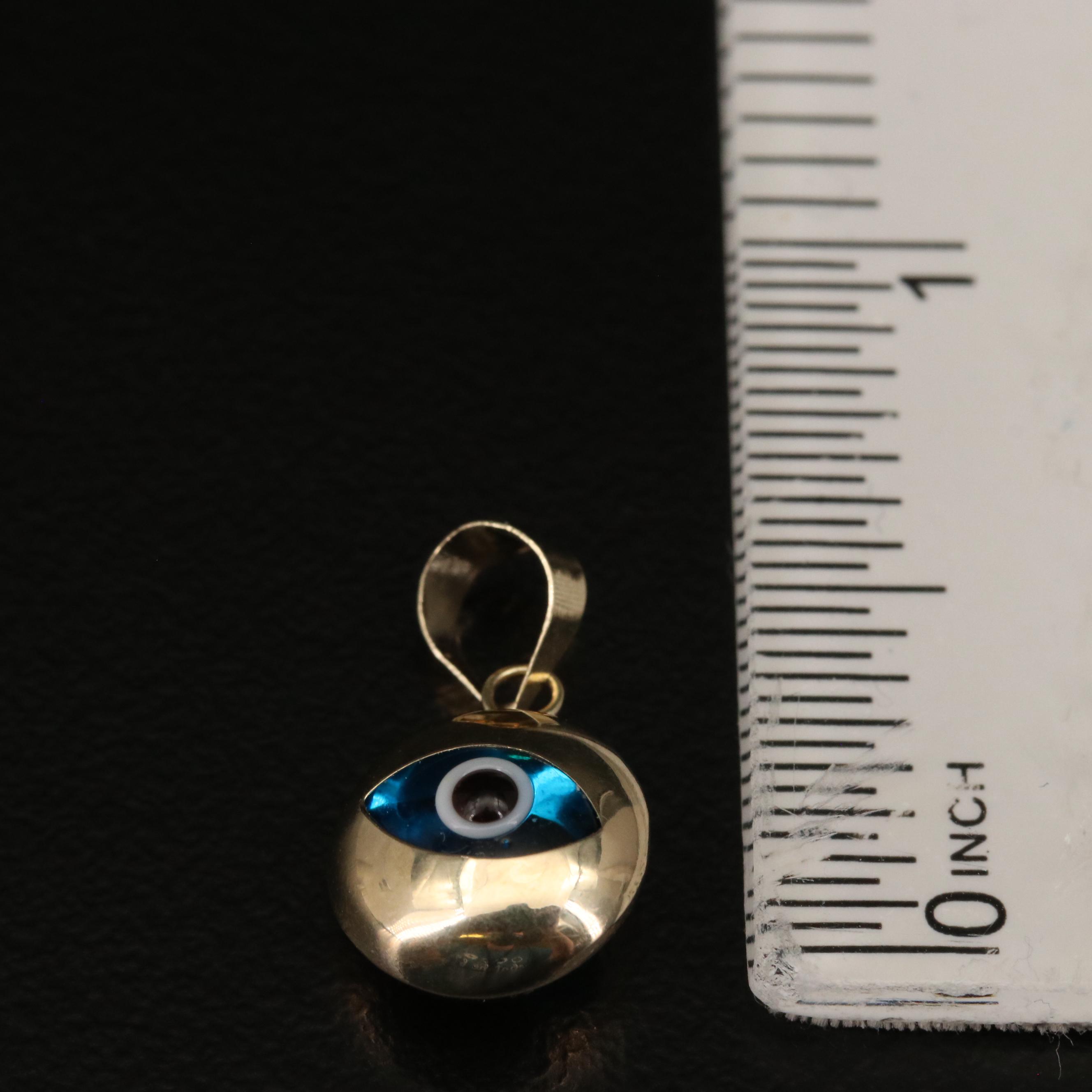 14K Glass Evil Eye Pendant
