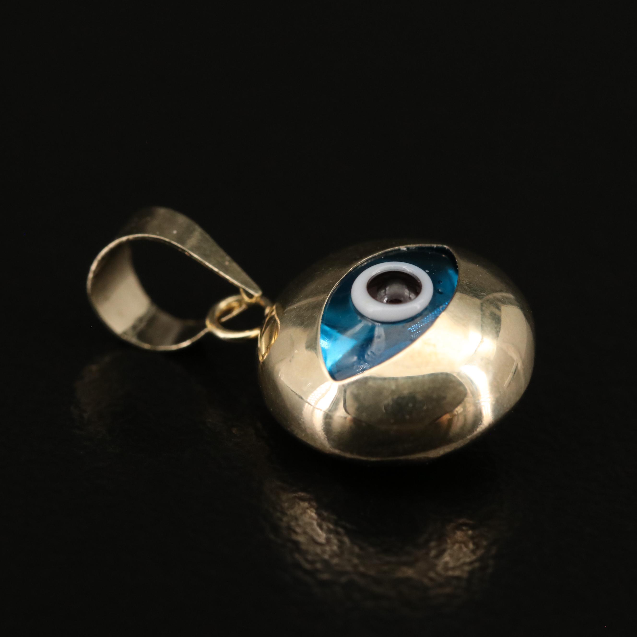 14K Glass Evil Eye Pendant